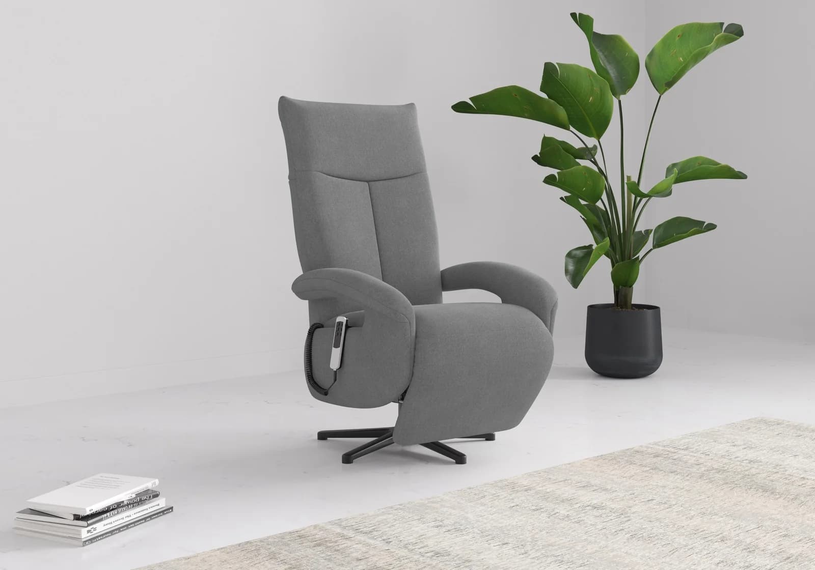 SIT & MORE TV-Sessel Emely Grau mit Kopfteilverstellung & Aufstehhilfe