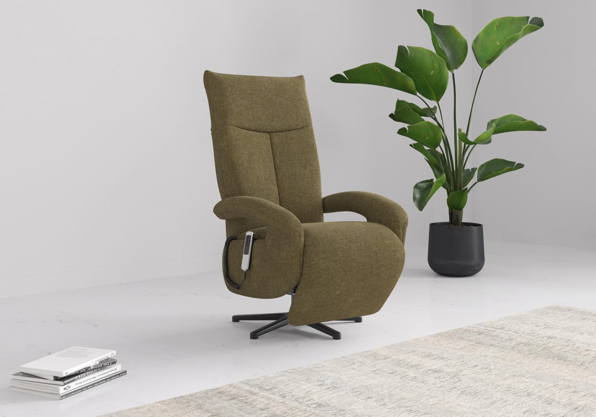 SIT & MORE TV-Sessel Emely Olivgrün Elektrisch Verstellbar mit Akku