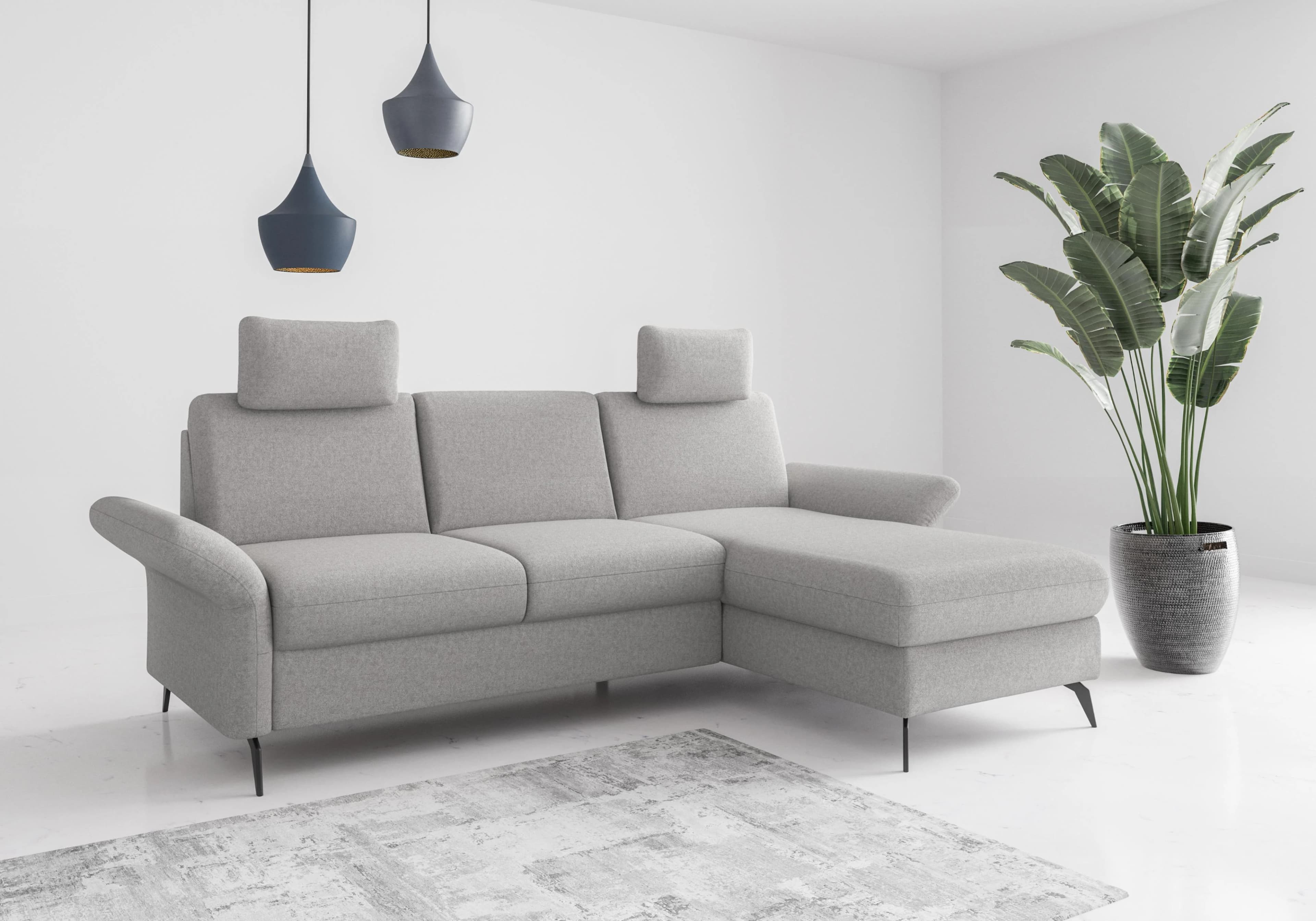 Home Affaire Ecksofa Rochelle Grau mit Recamiere