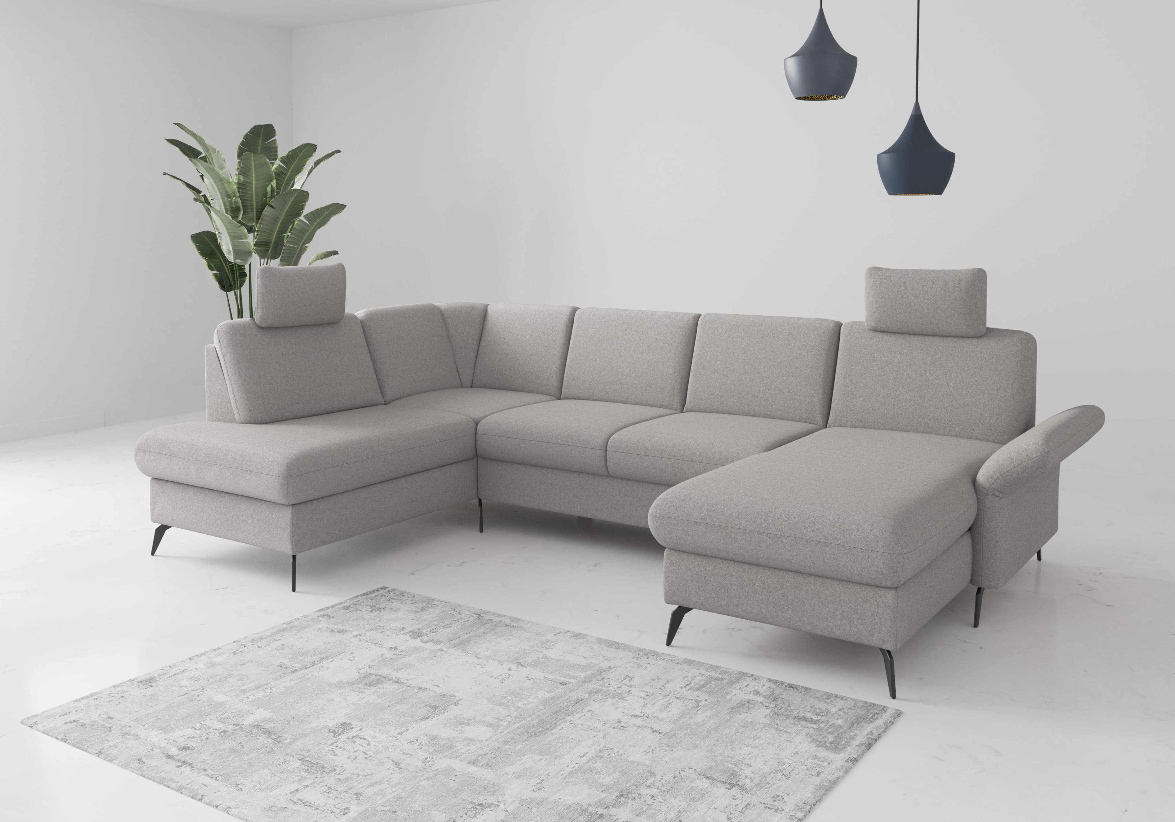 Home Affaire Wohnlandschaft Rochelle Grau 6,5 Sitze Recamiere