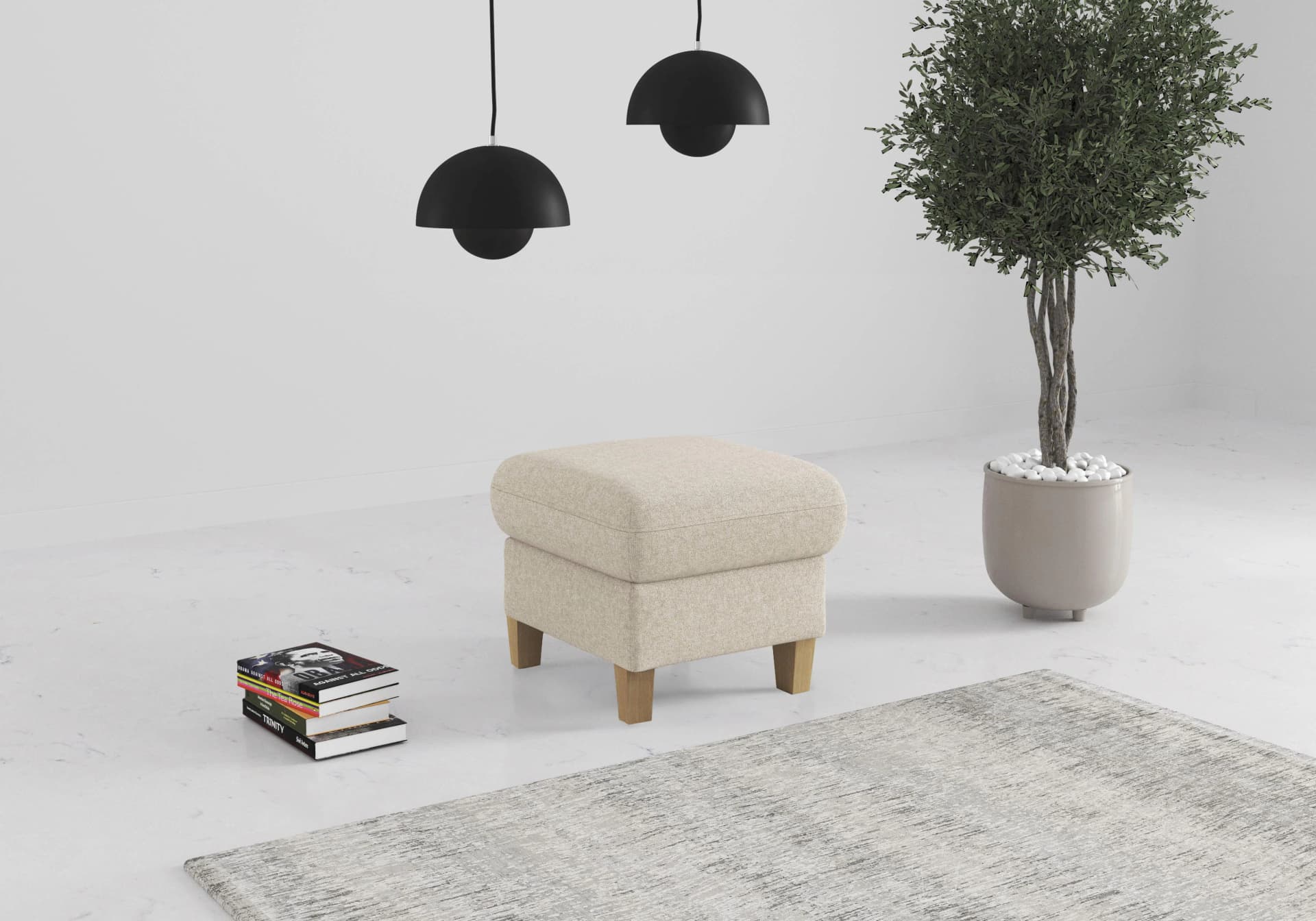 Polsterhocker Glendale Creme mit Stauraum