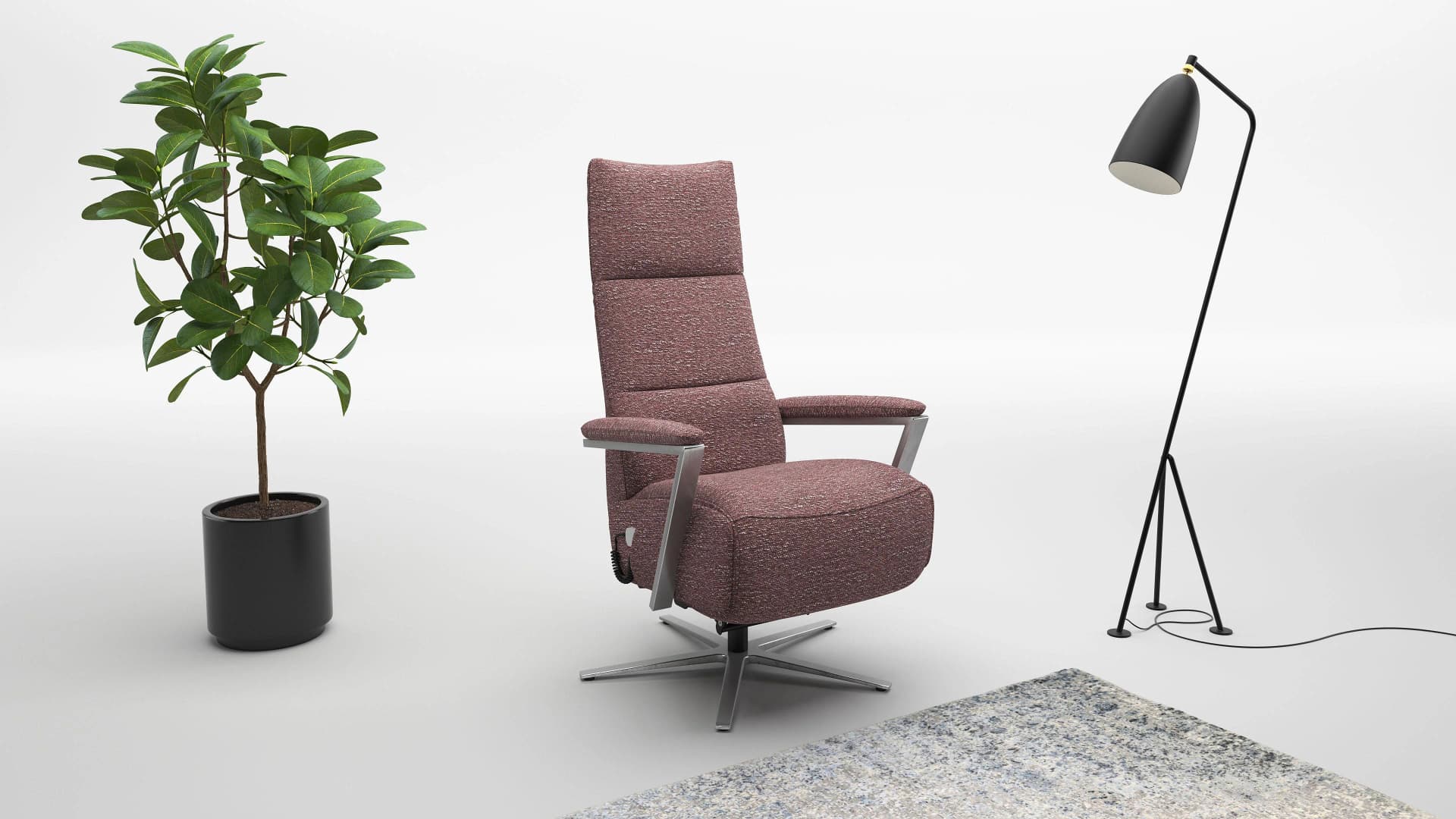Sit & More TV-Sessel Vario Comfort 360-Grad-Drehfunktion Aubergine