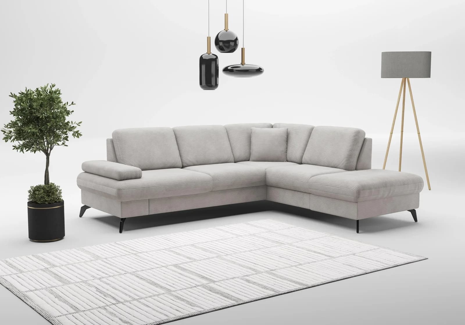 SIT & MORE Ecksofa Morris Jubi L-Form Hellgrau mit Bettfunktion