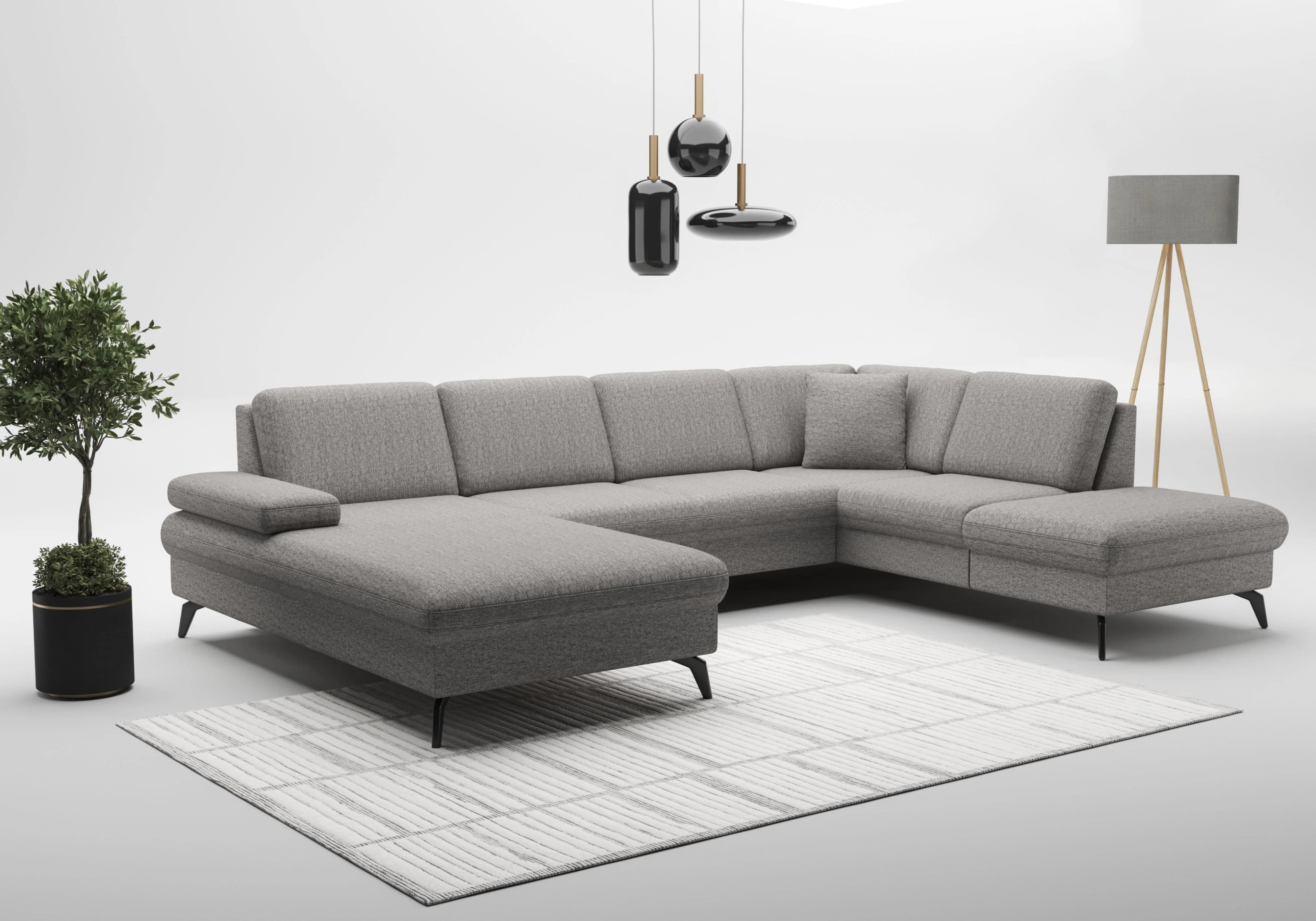 SIT & MORE Morris Jubi U-Form Wohnlandschaft Grau mit Armteilverstellung