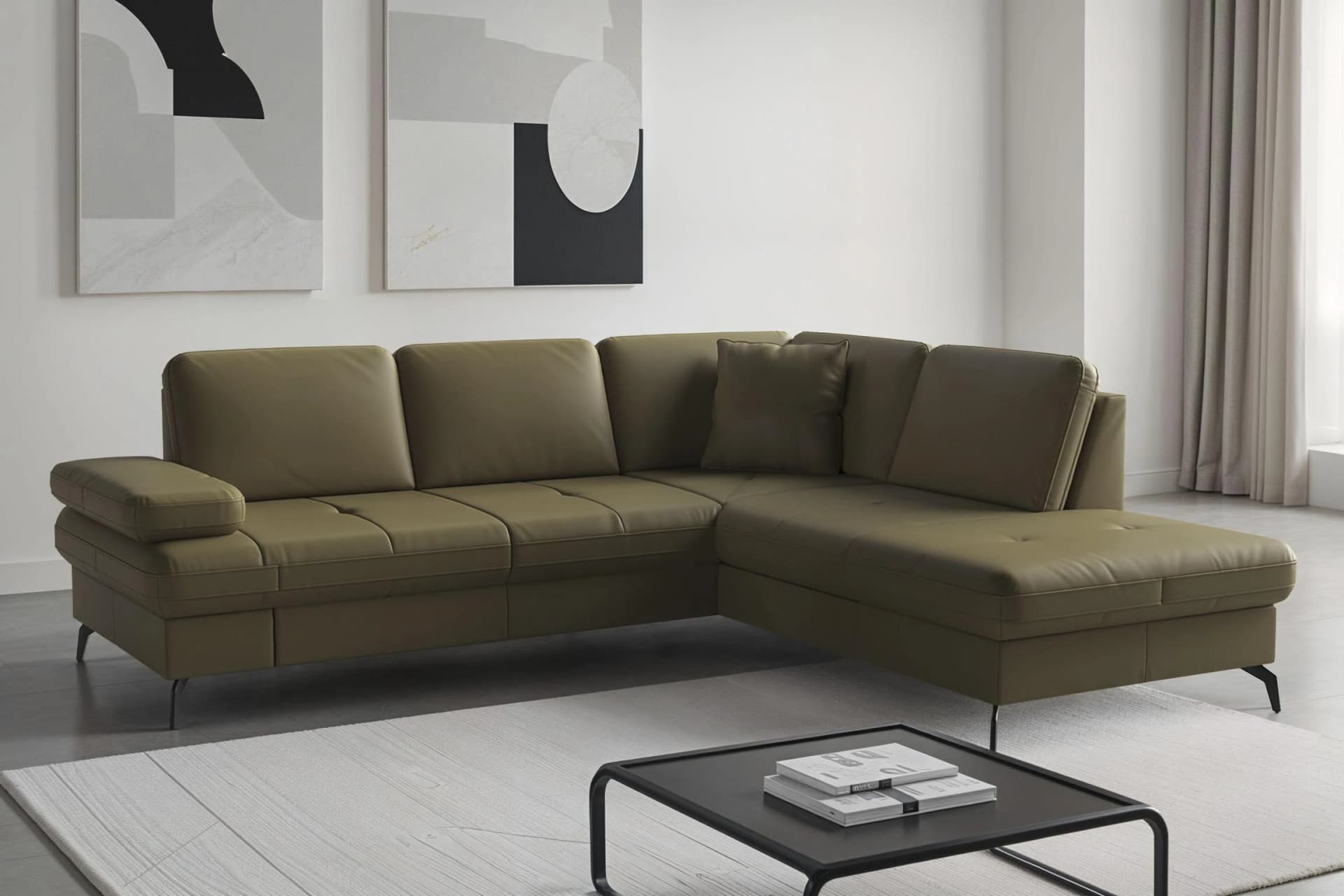 Sit & More Ecksofa Morris Jubi Olive Armteilfunktion
