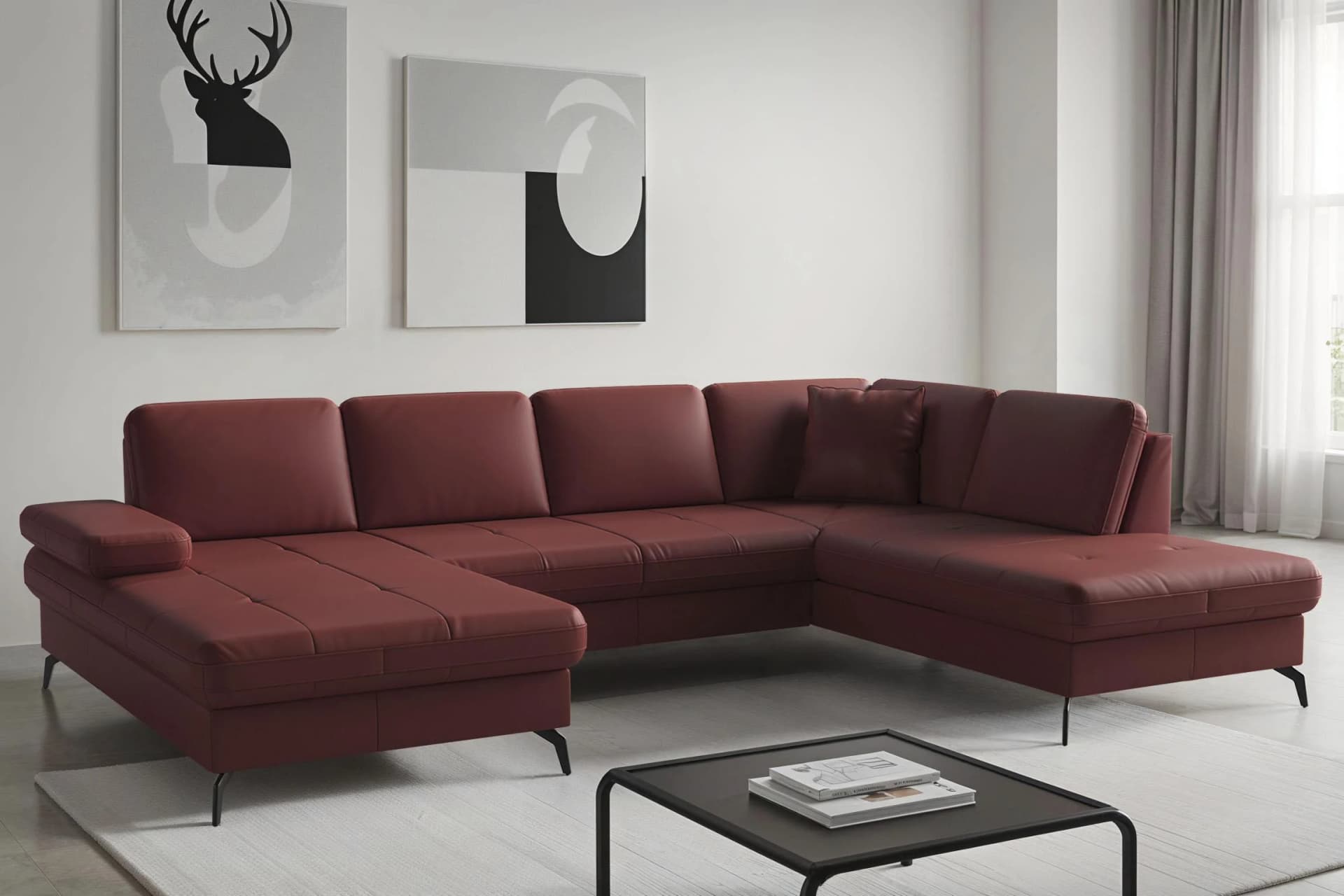 Wohnlandschaft SIT & MORE Morris Jubi Merlot mit Armteilfunktion