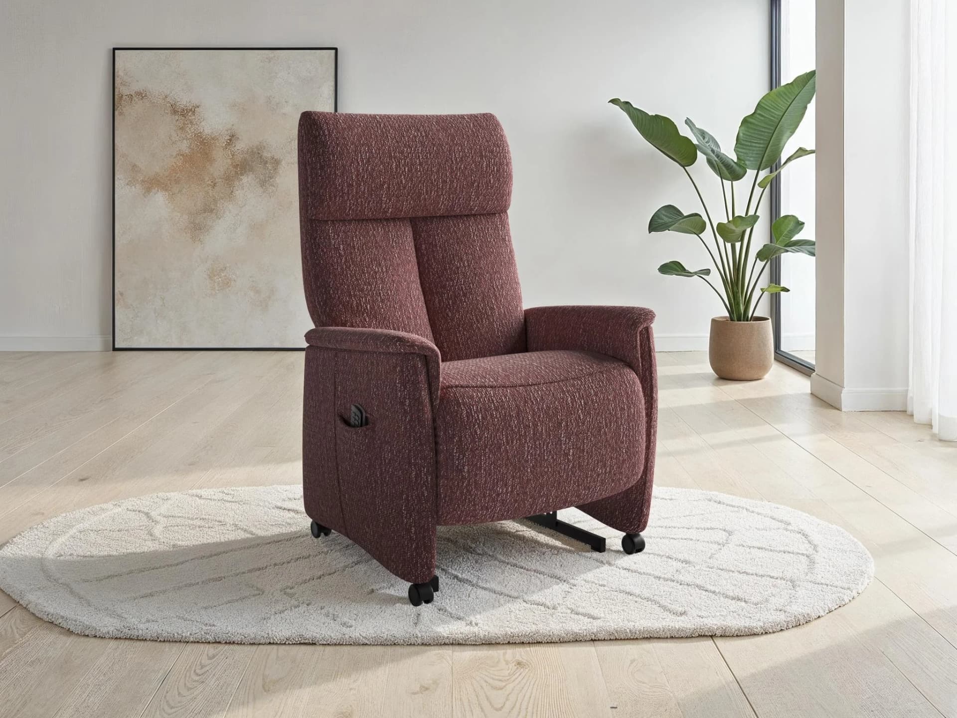 SIT & MORE TV-Sessel Cremona Comfort Plus Aubergine Elektrisch Verstellbar
