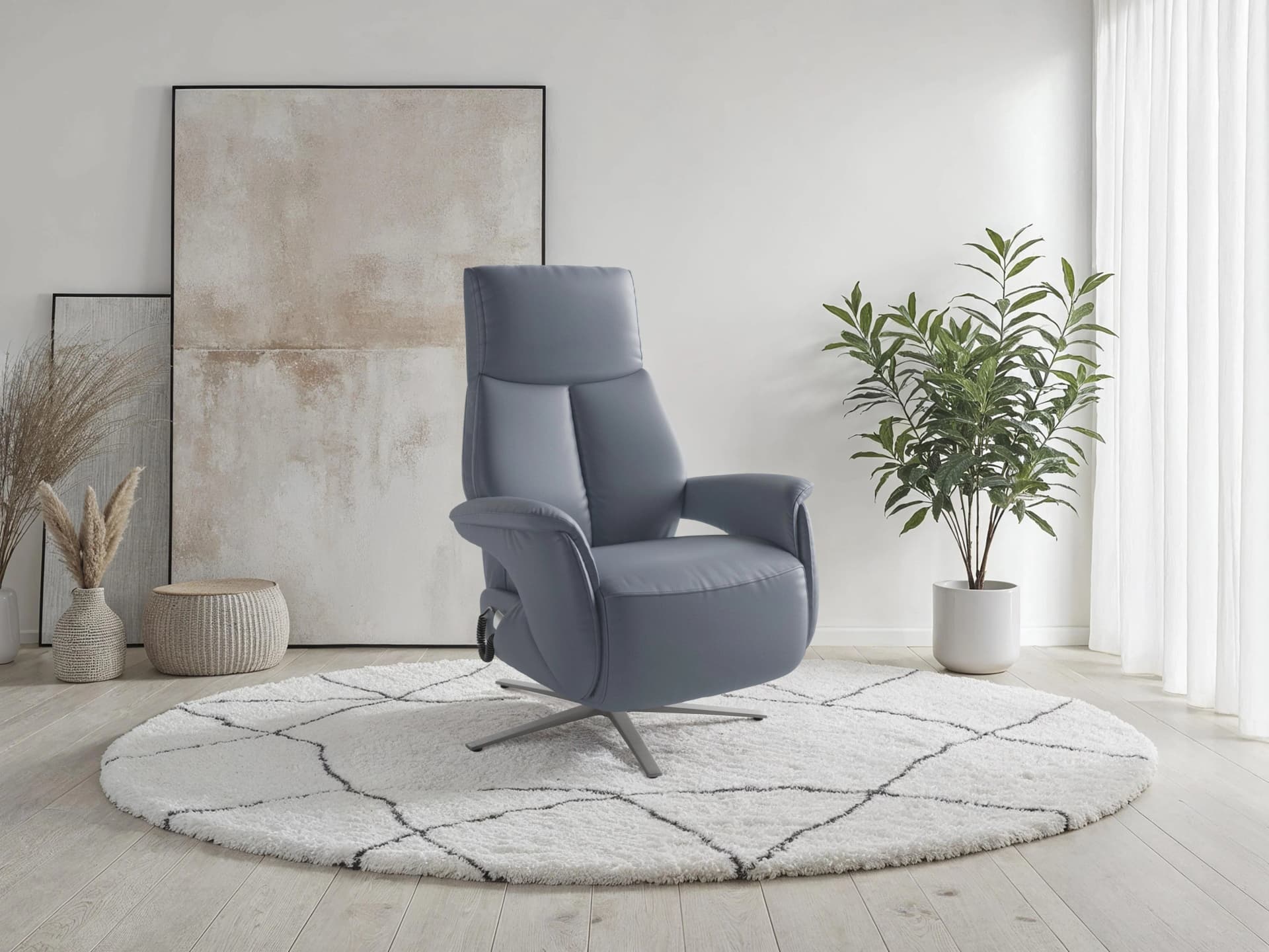 SIT & MORE TV Lazy Sessel elektrisch verstellbar graublau
