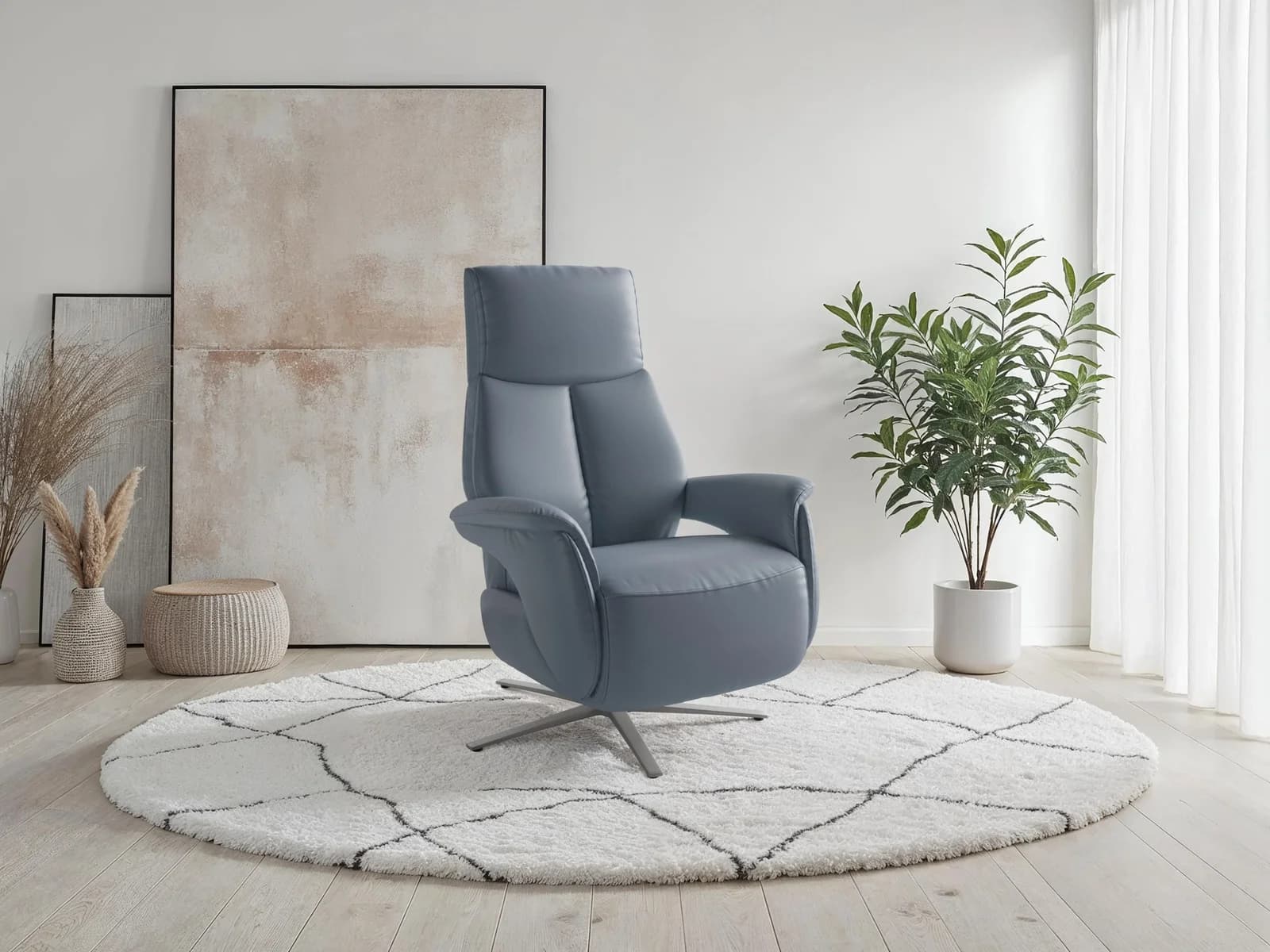 SIT & MORE TV Lazy Sessel graublau mit Drehfunktion