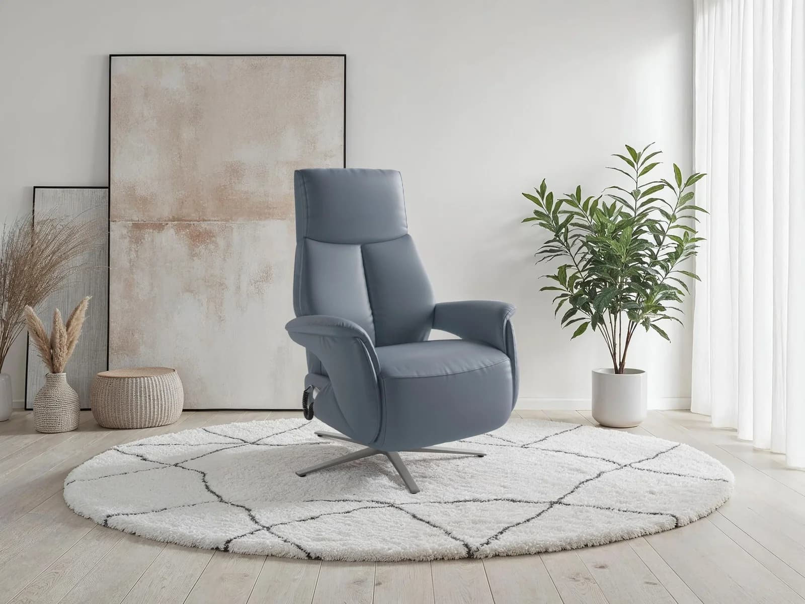 SIT & MORE TV Lazy Sessel Grau-Blau Elektrisch Verstellbar
