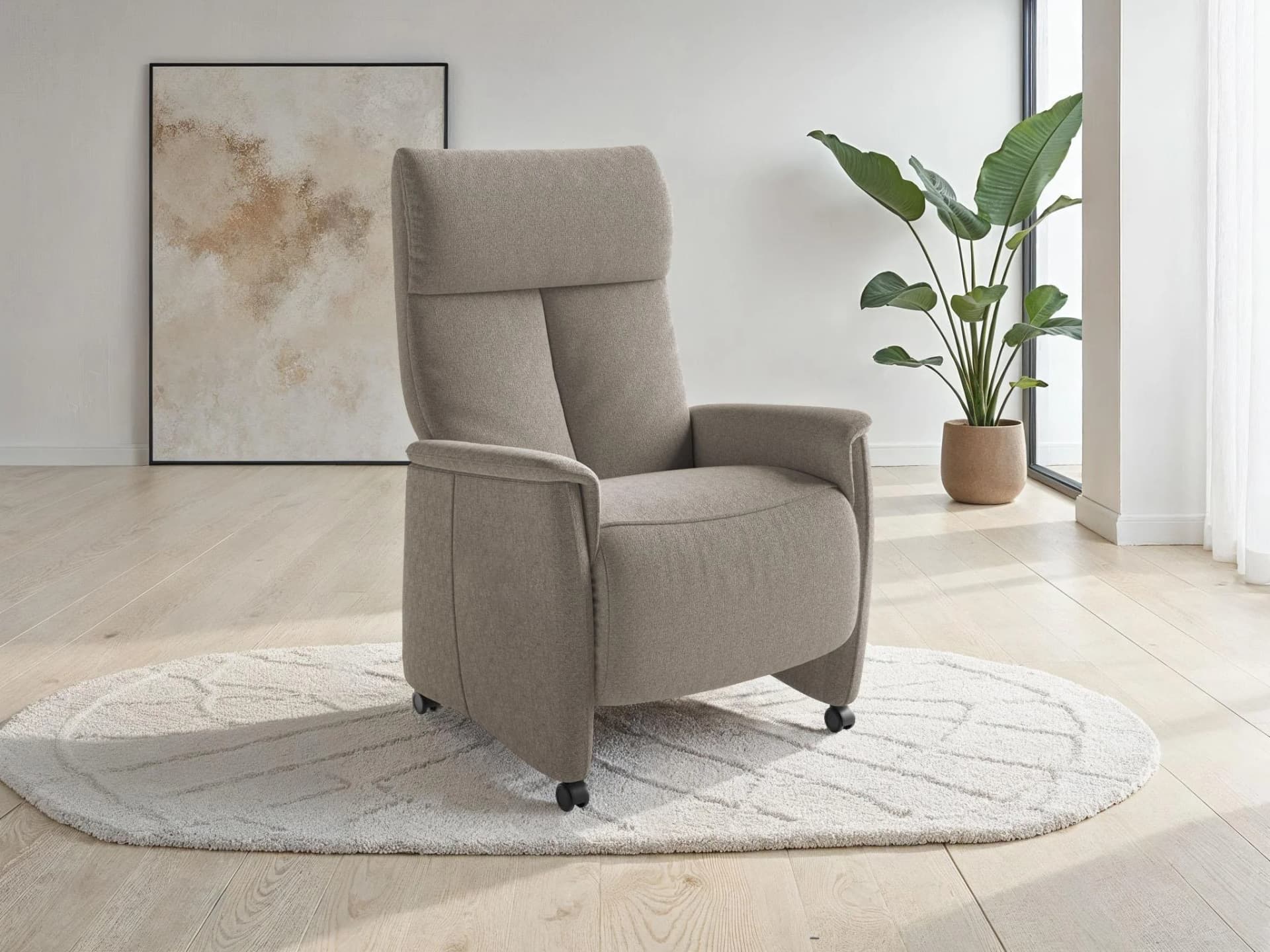 SIT & MORE TV-Sessel Cremona Comfort Taupe mit Rollen
