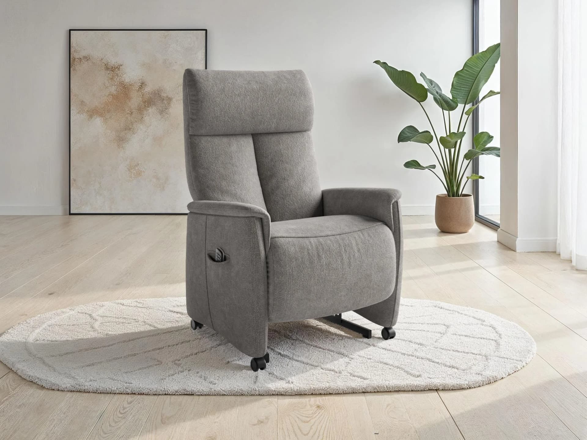 SIT & MORE TV-Sessel Cremona Comfort Grau Elektrisch mit Akku