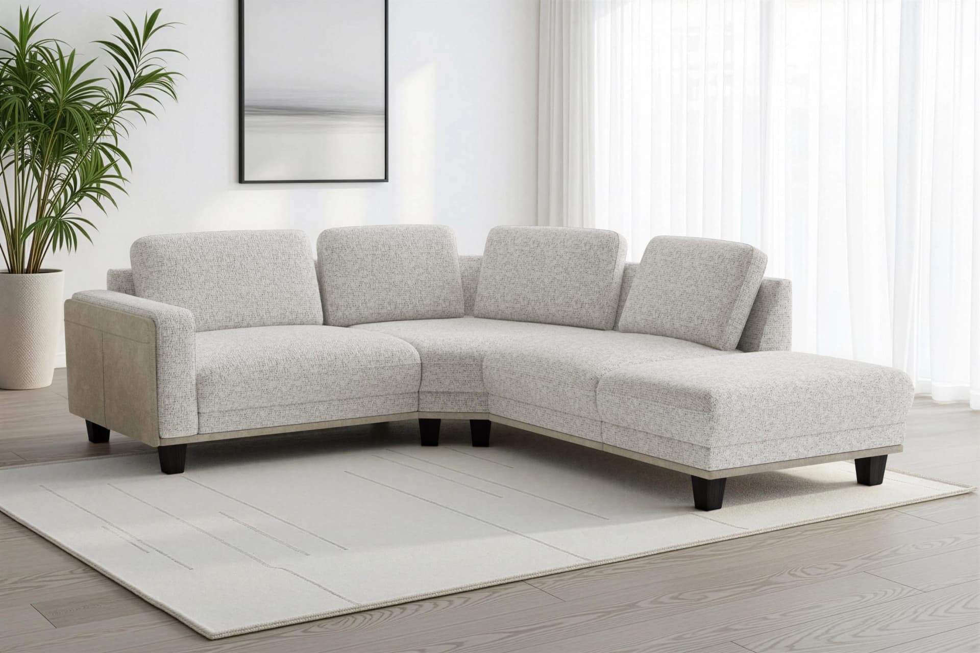 SIT & MORE Concept Ecksofa Ivory Modernes Sofa mit Chenille Bezug