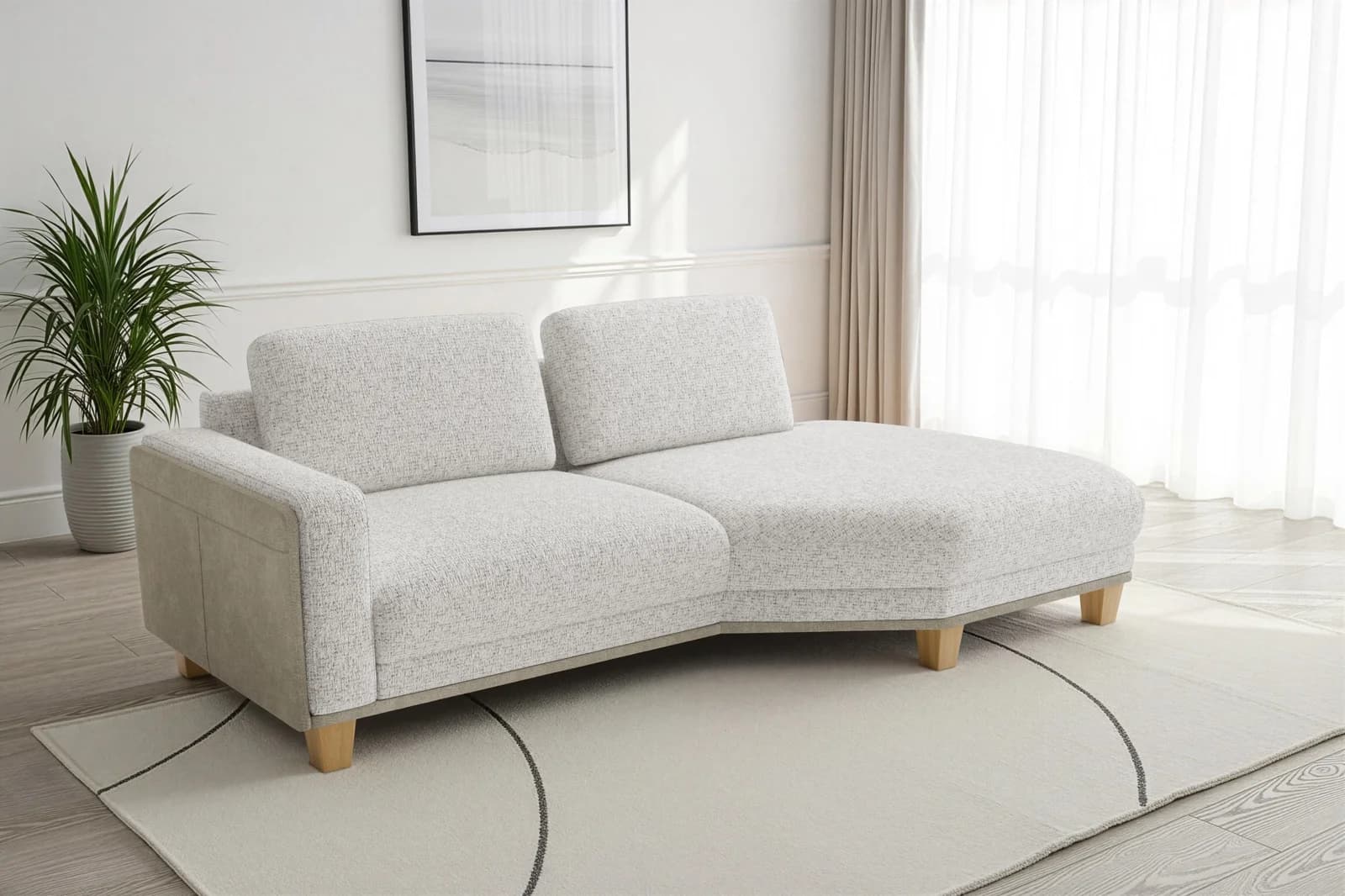 SIT & MORE Concept Ecksofa Ivory Modernes Sofa mit Longchair