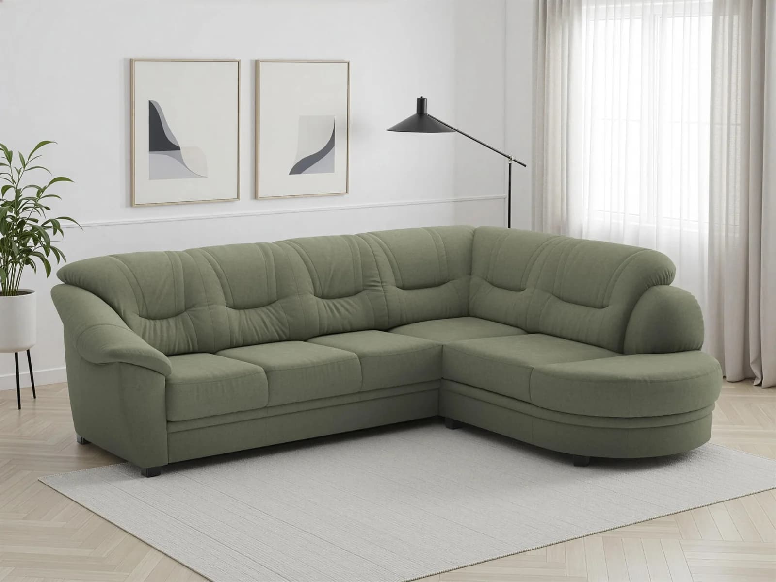 SIT & MORE Ecksofa Savona Olivgrün mit Federkern
