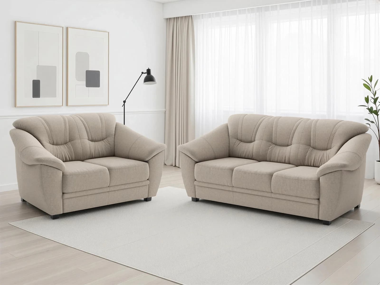 SIT & MORE Polstergarnitur Savona 2-tlg. Taupe NaturLEDER
