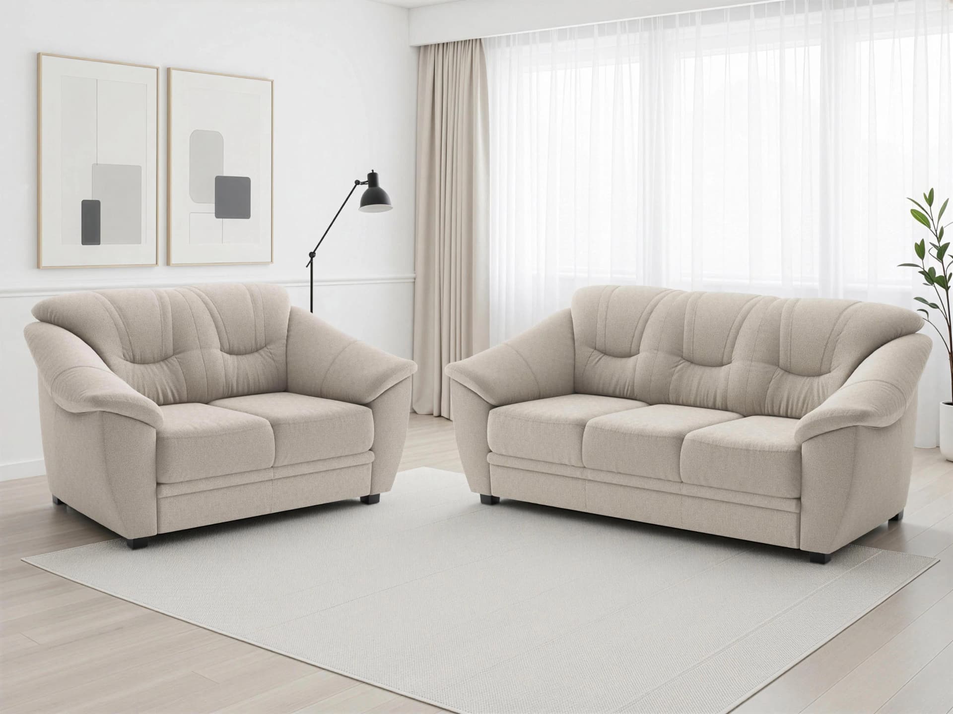 SIT & MORE Polstergarnitur Savona 2-tlg. Creme Naturleder