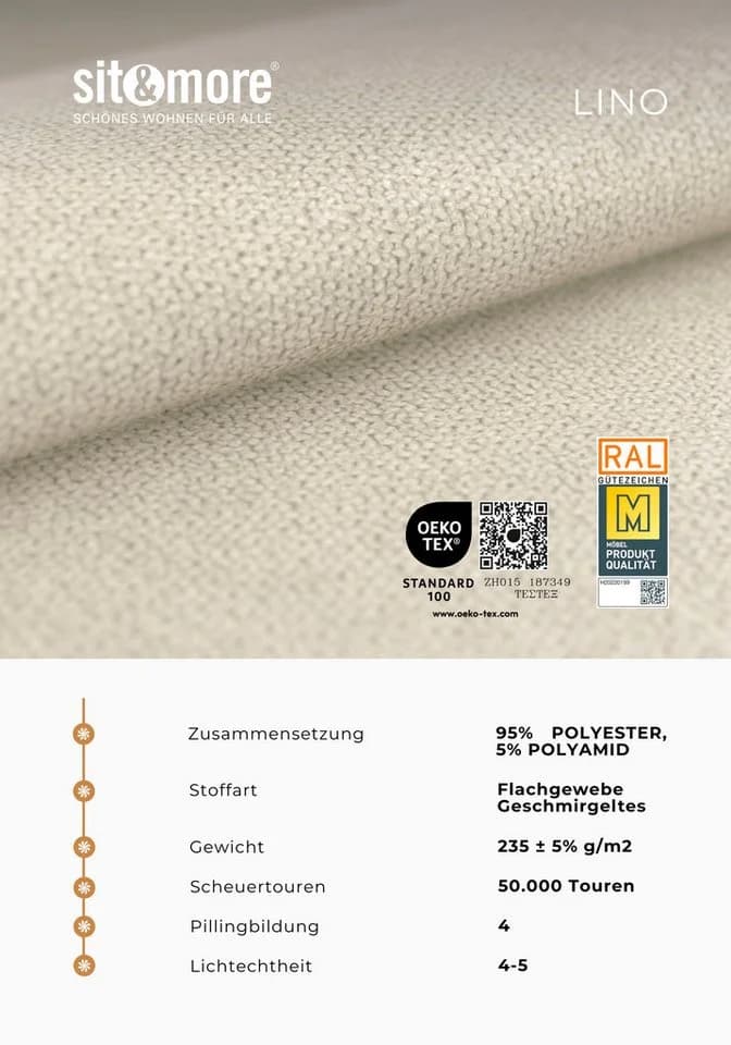sit&more 3-Sitzer Sofa Montego mit Federkern und Holzfüßen - Bild 4