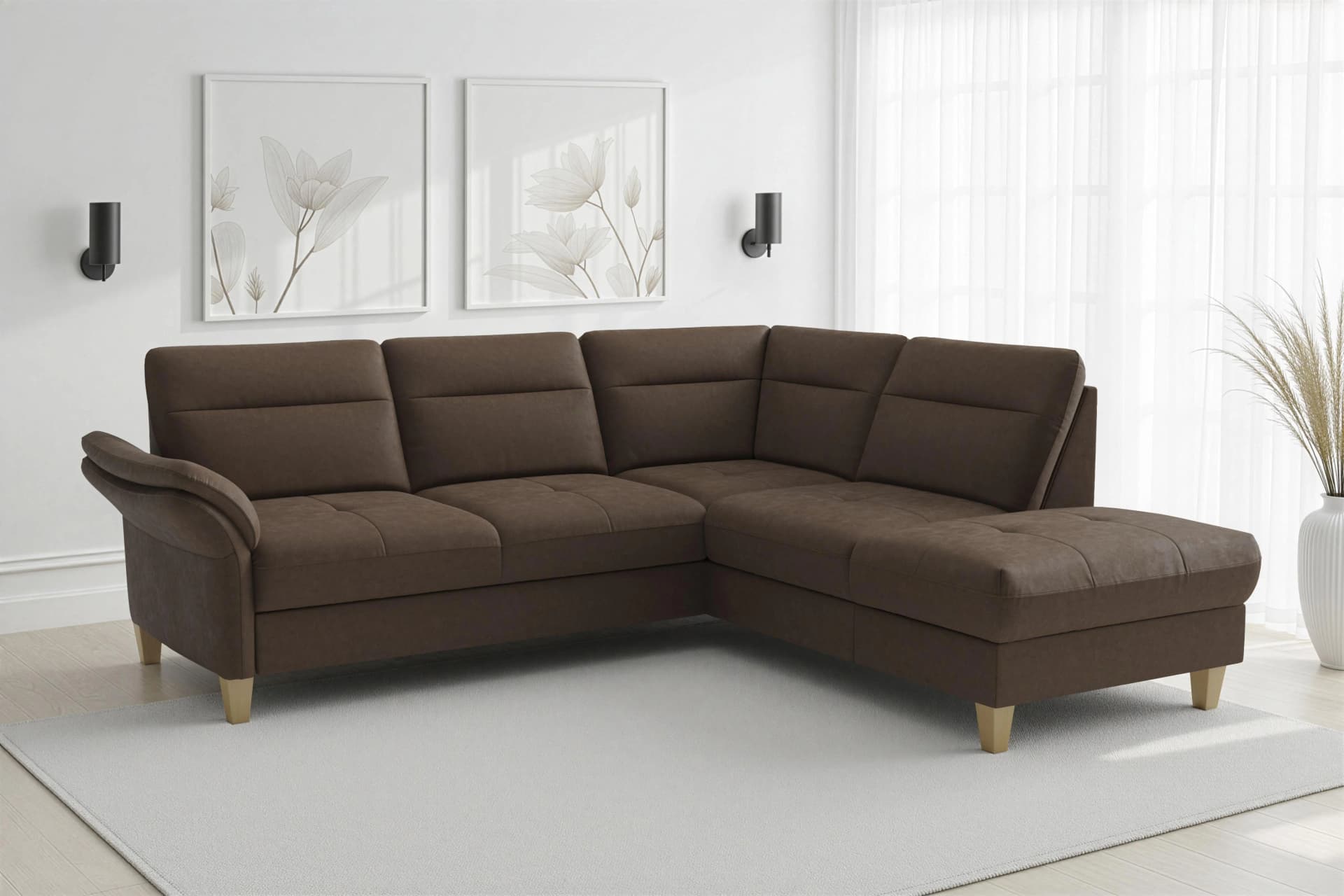 SIT & MORE Ecksofa Pamela Beige Polyester mit Ottomane