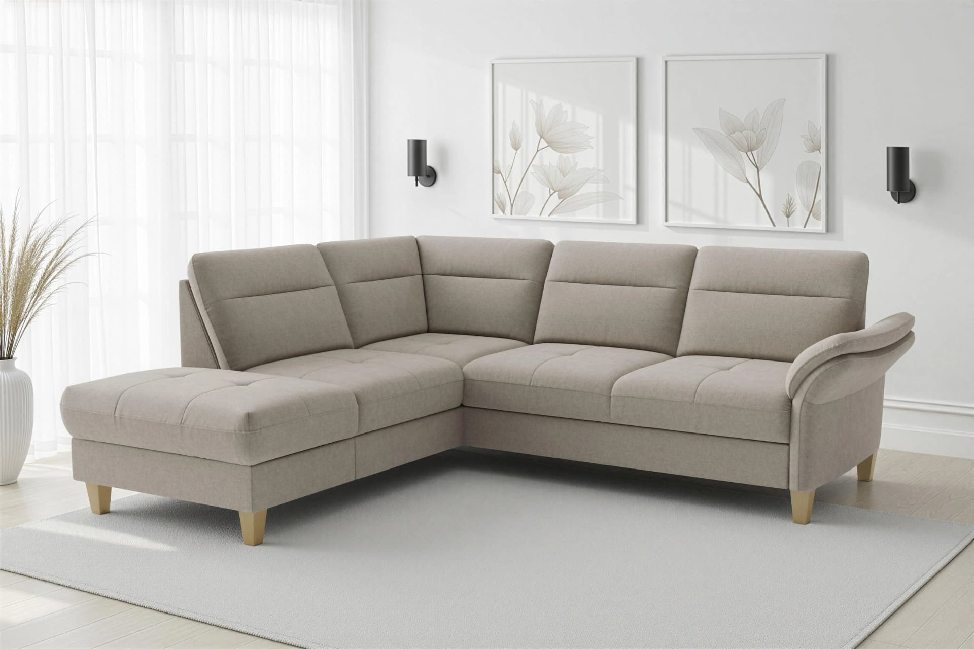 SIT & MORE Ecksofa Pamela Taupe mit Ruhefunktion & Stauraum