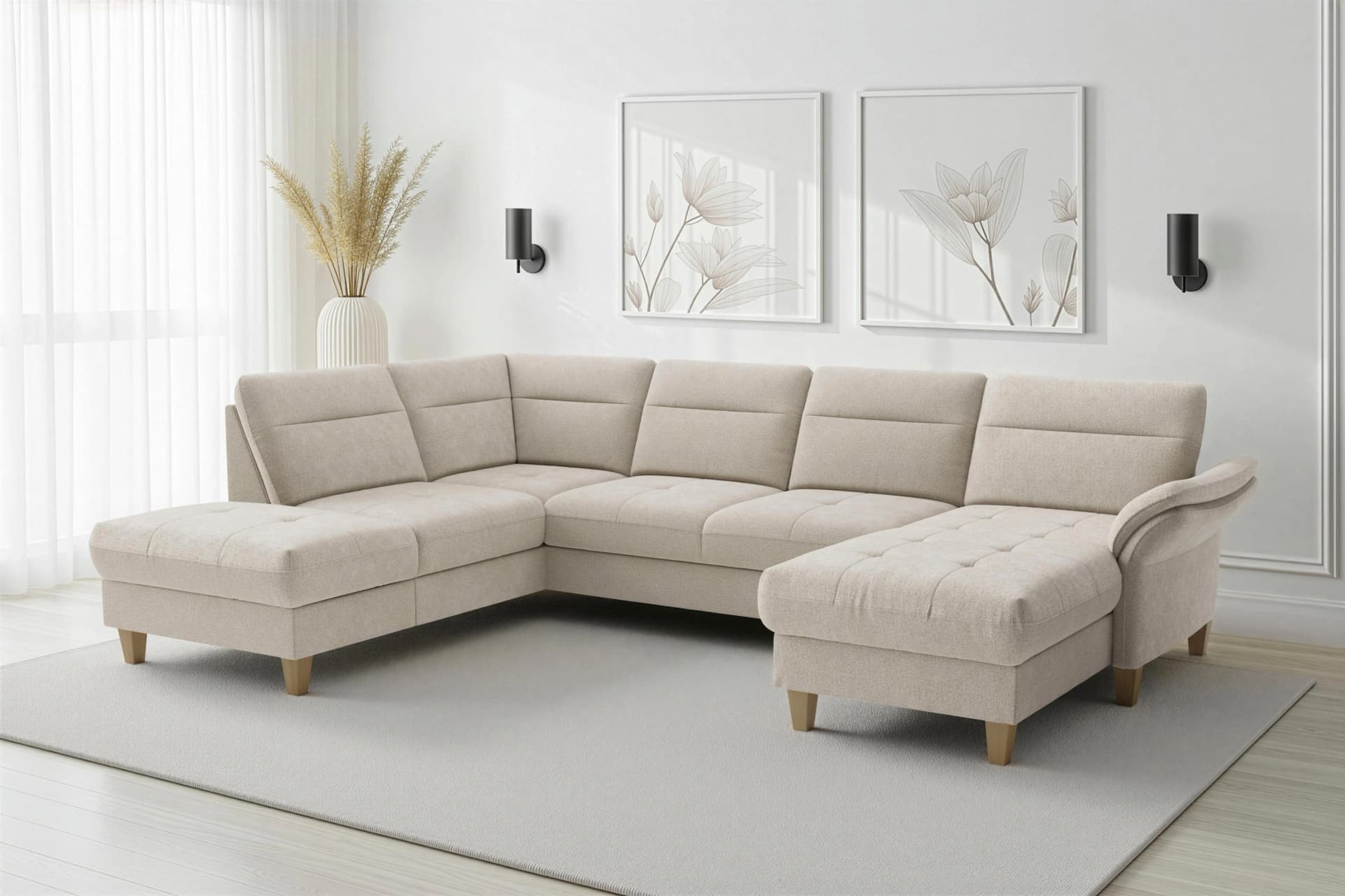 SIT & MORE Wohnlandschaft Pamela Creme mit Bettkasten