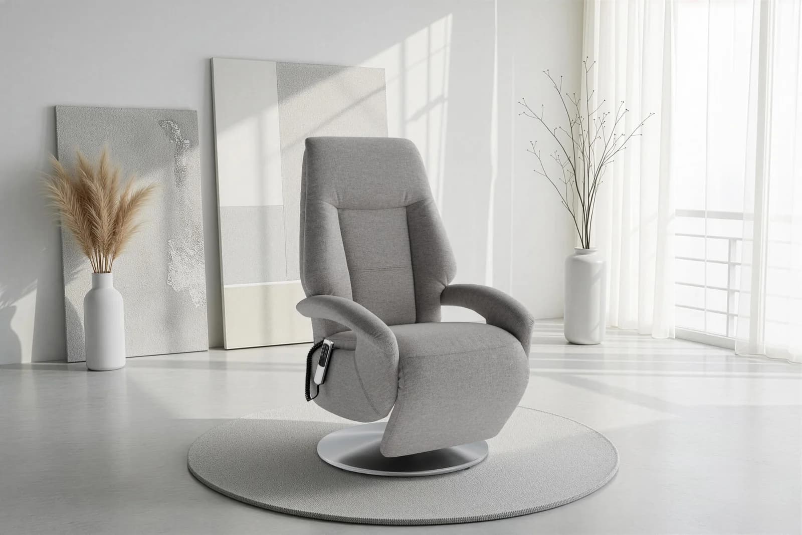 SIT & MORE TV-Sessel Enjoy Grau Elektrisch Verstellbar mit Aufstehhilfe