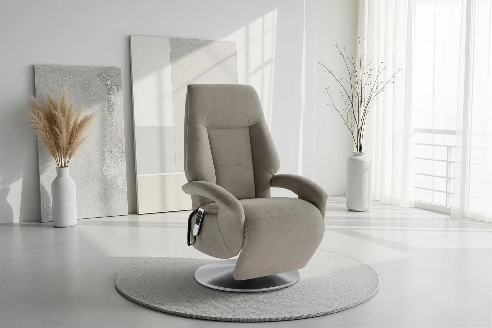 SIT & MORE TV-Sessel Enjoy Grau Elektrisch Verstellbar mit Aufstehhilfe