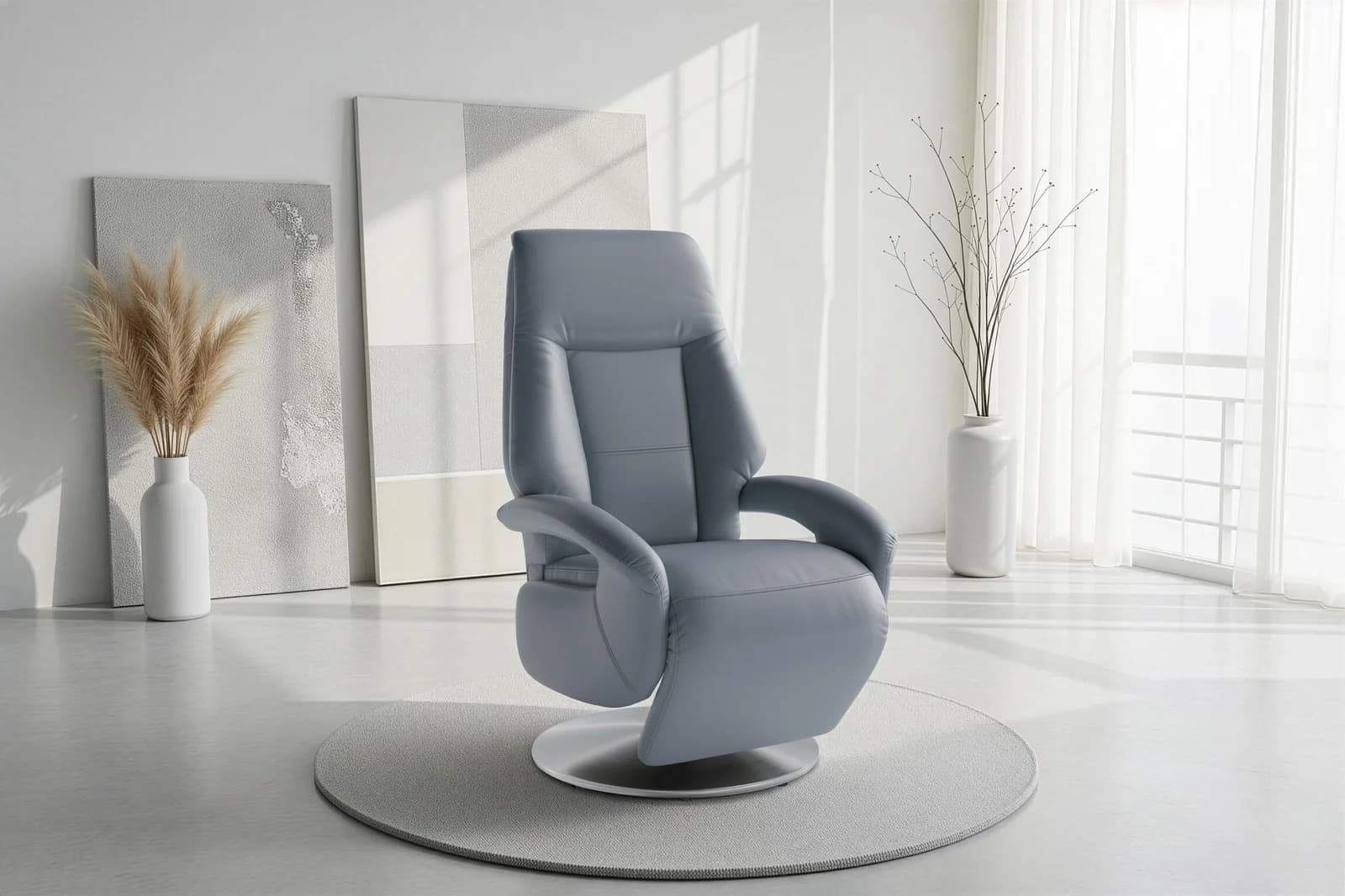 SIT & MORE TV-Sessel Enjoy Graublau Elektrisch Verstellbar NaturLEDER