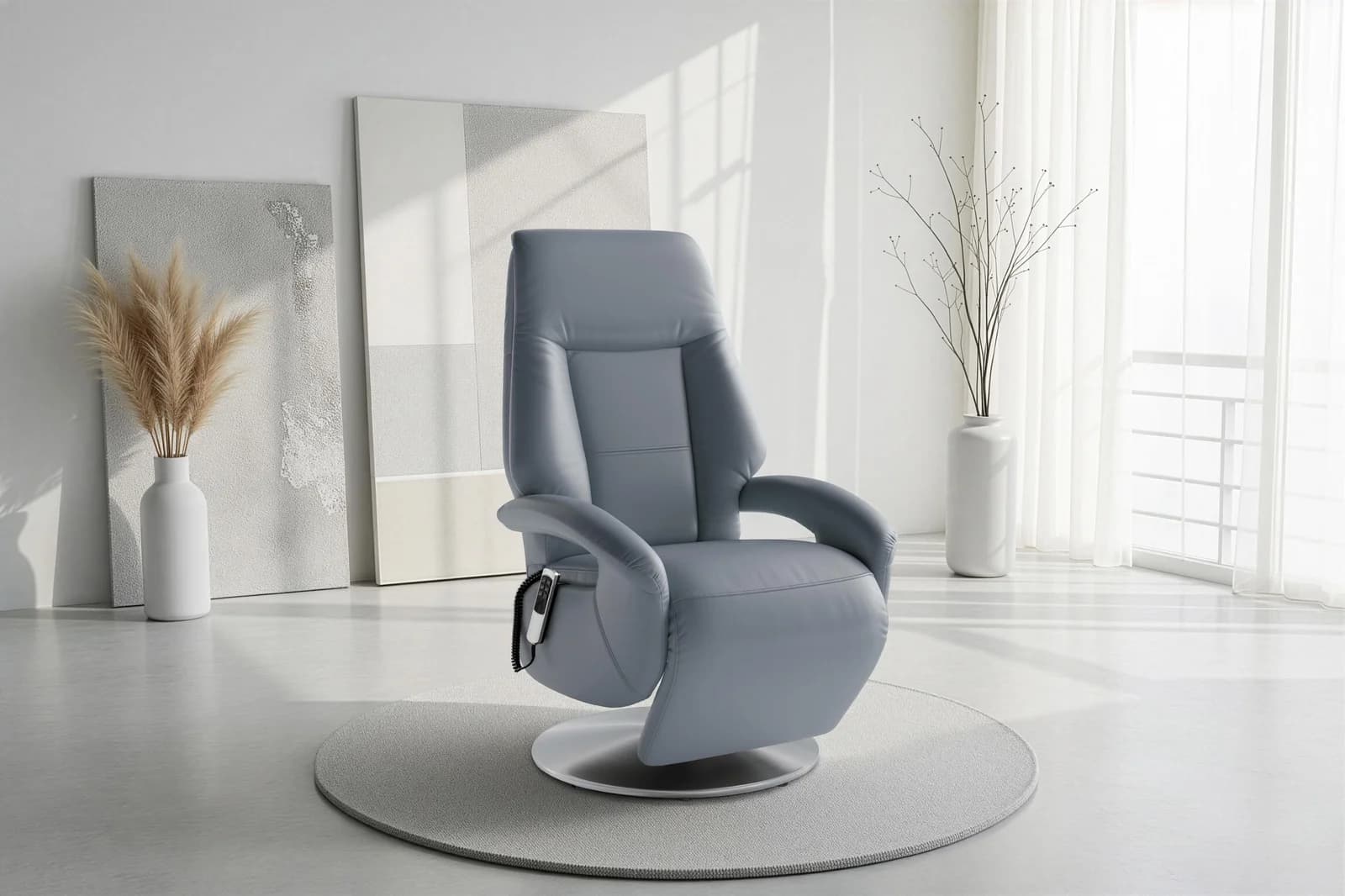 SIT & MORE TV-Sessel Enjoy Grau-Blau Elektrisch Verstellbar