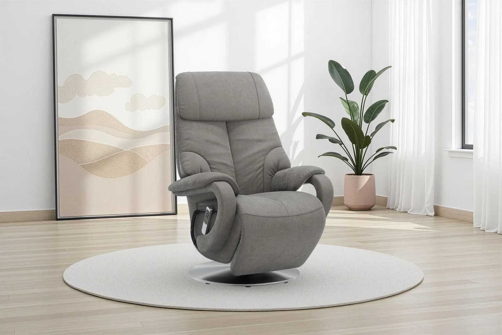 SIT & MORE TV-Sessel Invito Grau Elektrisch Verstellbar mit Aufstehhilfe
