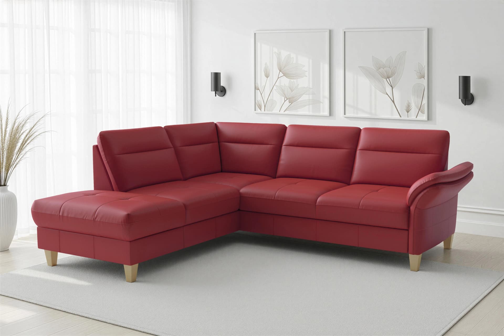 SIT & MORE Ecksofa Pamela grau (feuerrot) mit Ruhefunktion & Stauraum