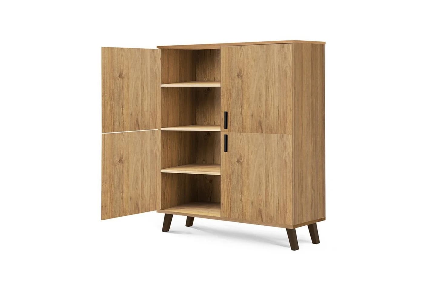 KONSIMO Highboard FRISK Türkommode 4 Türen 6 Böden Eiche Natur Skandinavisch - Bild 5