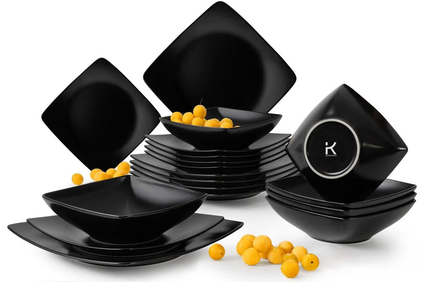 KONSIMO® Tafelservice EPIRI Geschirrset 18-tlg. Schwarz Keramik Modern