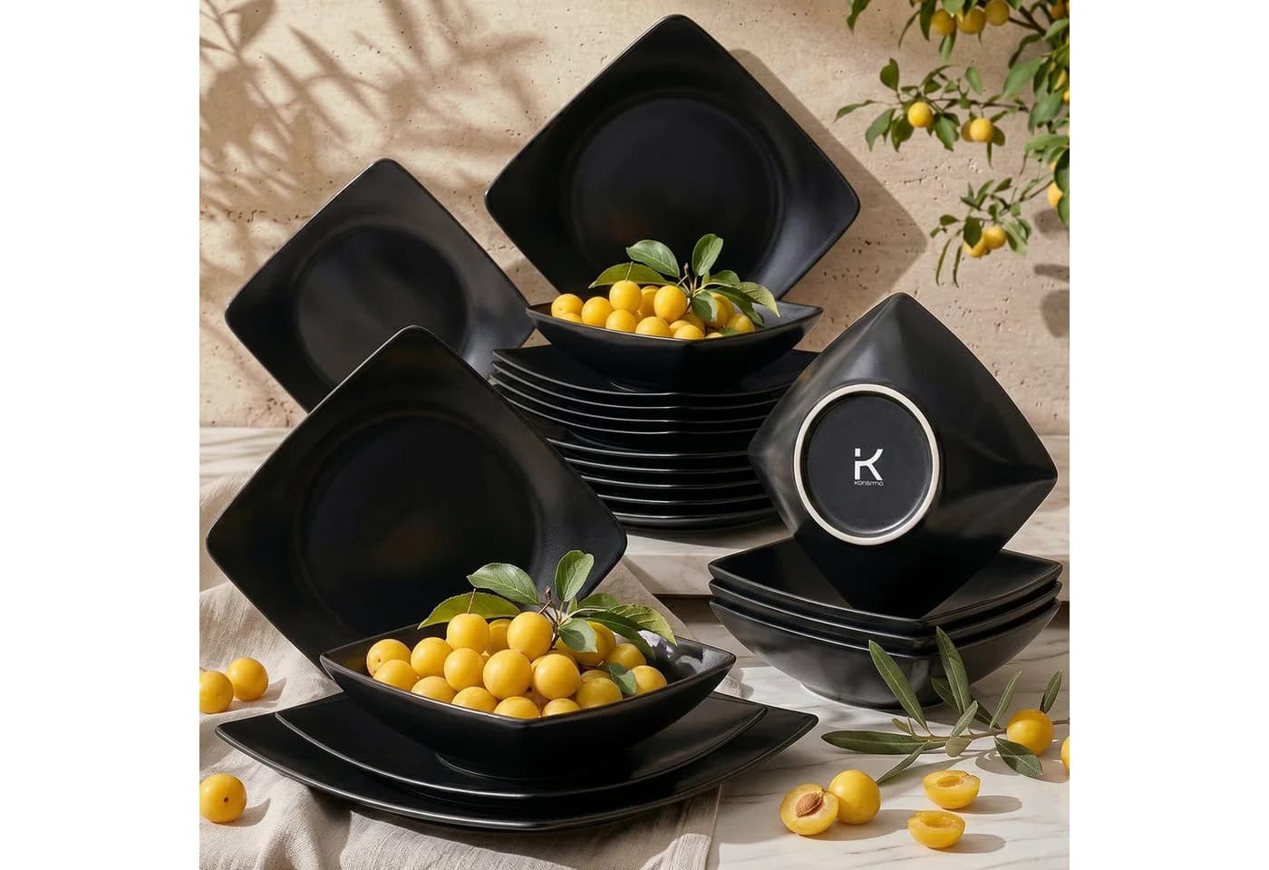 KONSIMO® Tafelservice EPIRI Geschirrset 18-tlg. Schwarz Keramik Modern - Bild 2
