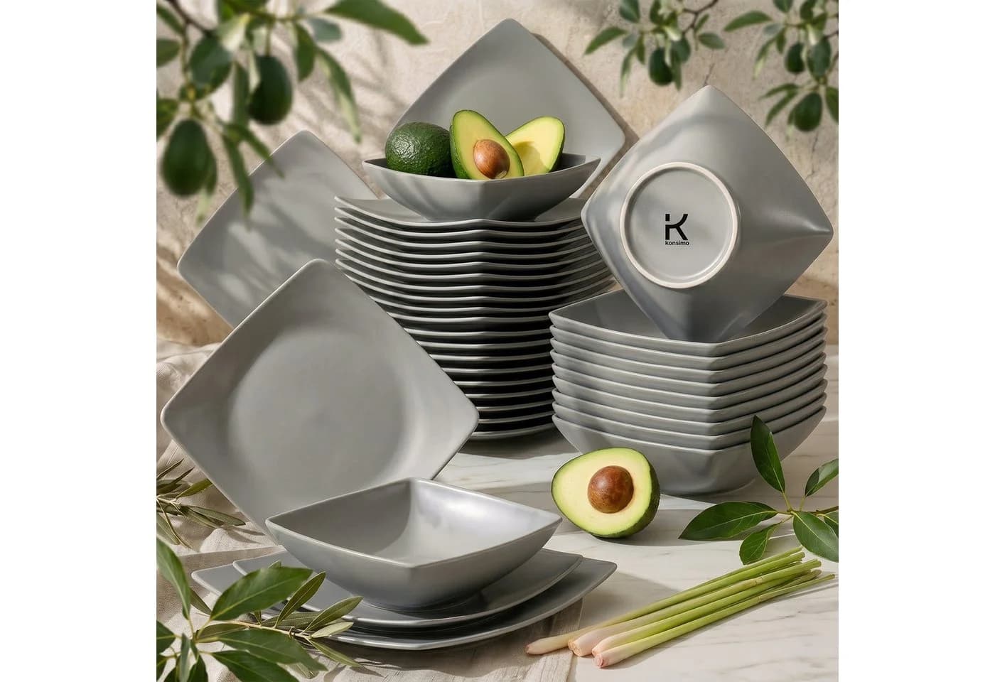 KONSIMO® Kombiservice EPIRI 36-tlg. Grau Hartkeramik Modern - Bild 2