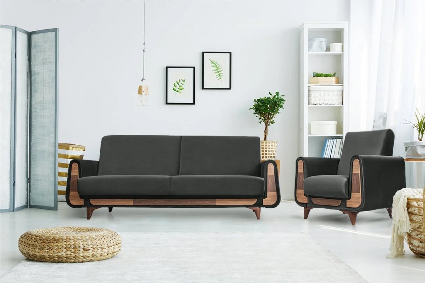 KONSIMO GUSTAVO 3-Sitzer Sofa mit Schlaffunktion und Bettkasten Anthrazit - Bild 3