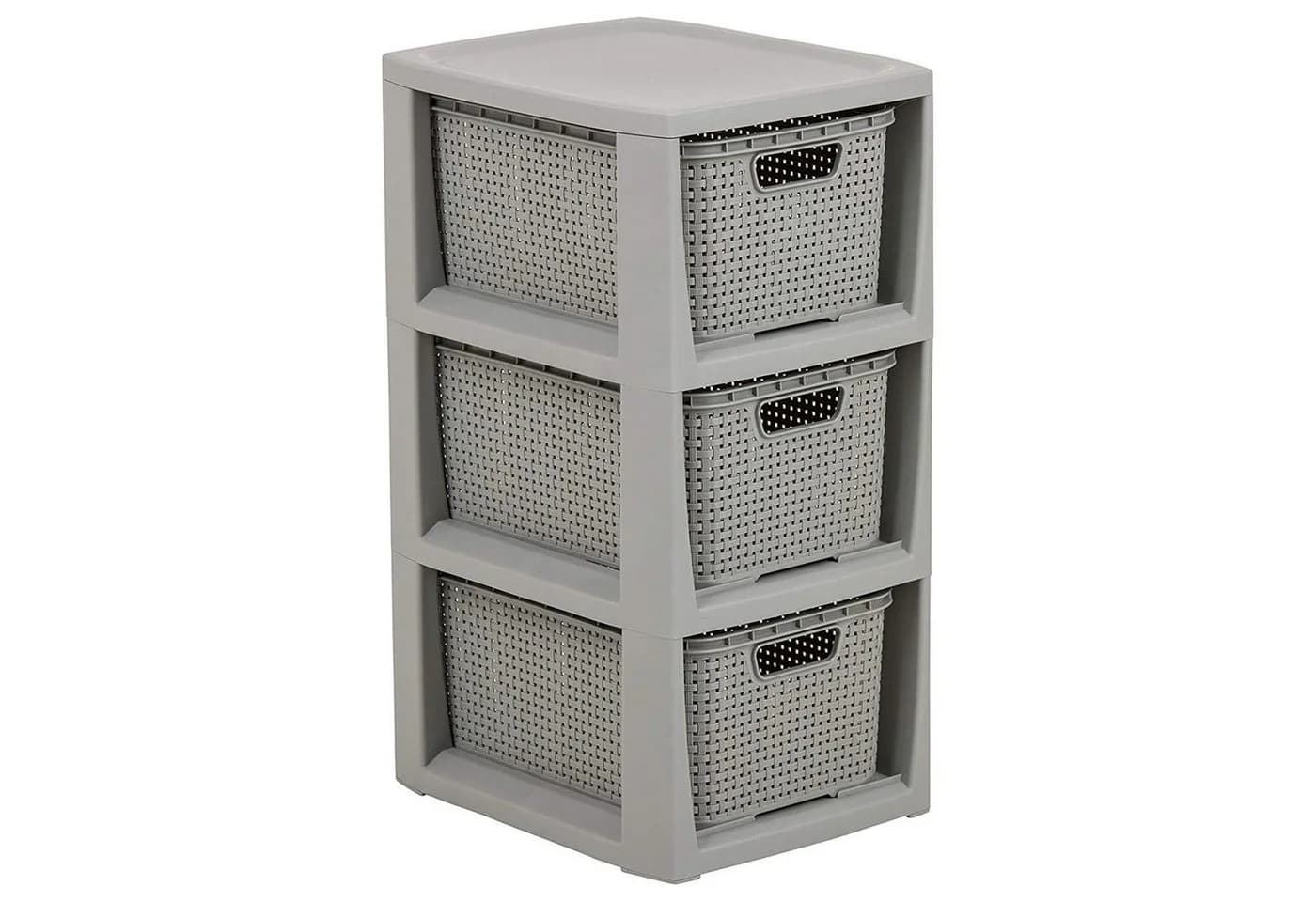 BranQ Rattanregal 1725 Grau mit 3 Körben