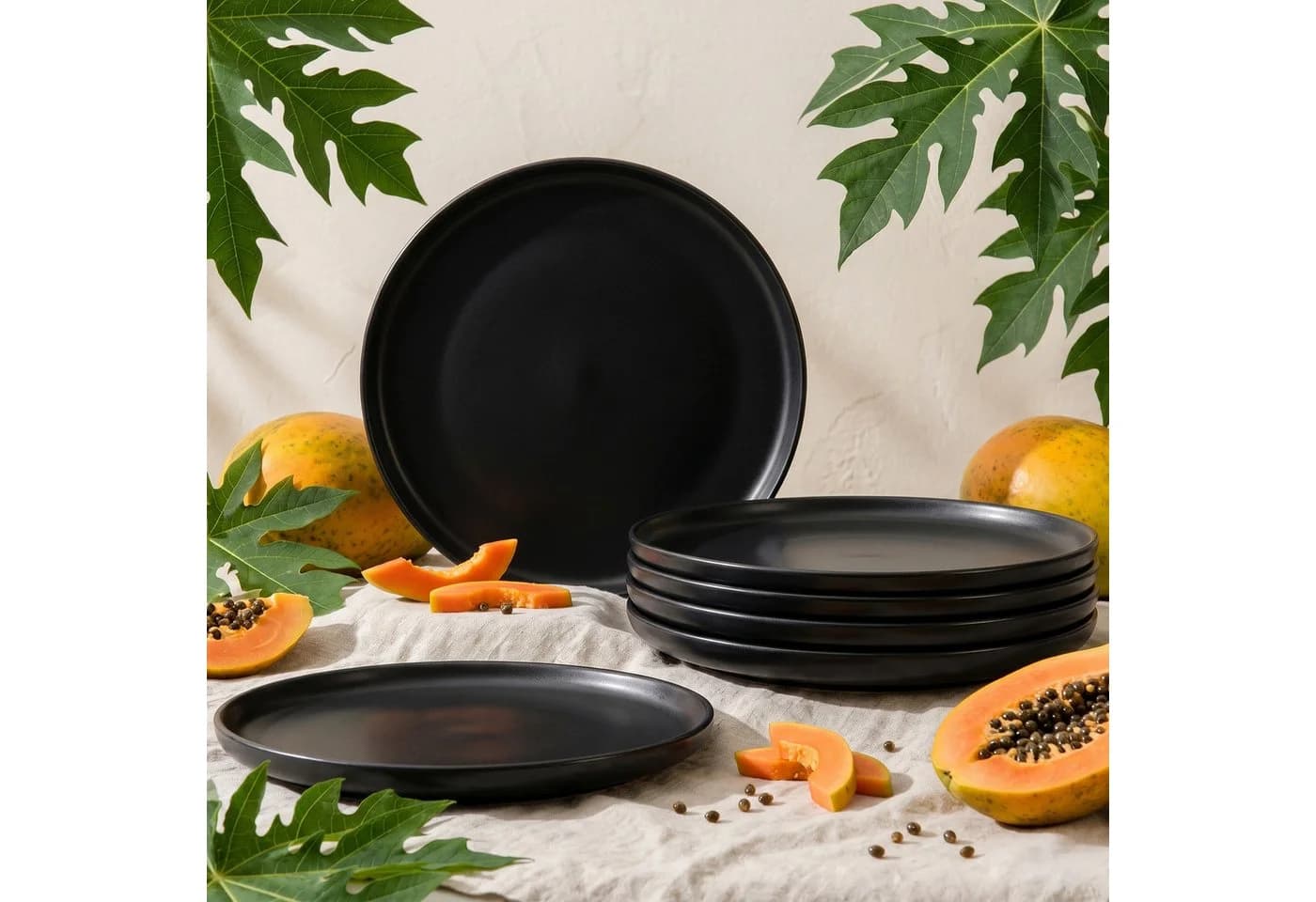 KONSIMO Teller-Set VICTO Schwarz 6-tlg. Steingut - Bild 2
