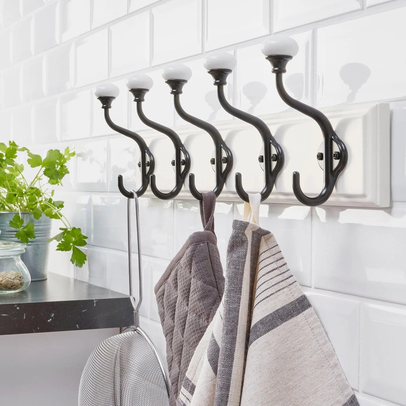 IKEA LANDKRABBA Leiste mit 5 Haken Weiß