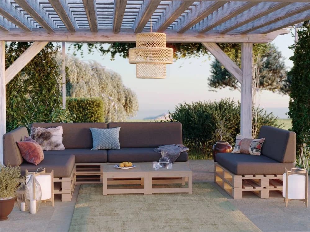 FAVRE Palettenkissen Set Grau Outdoor Gartenkissen