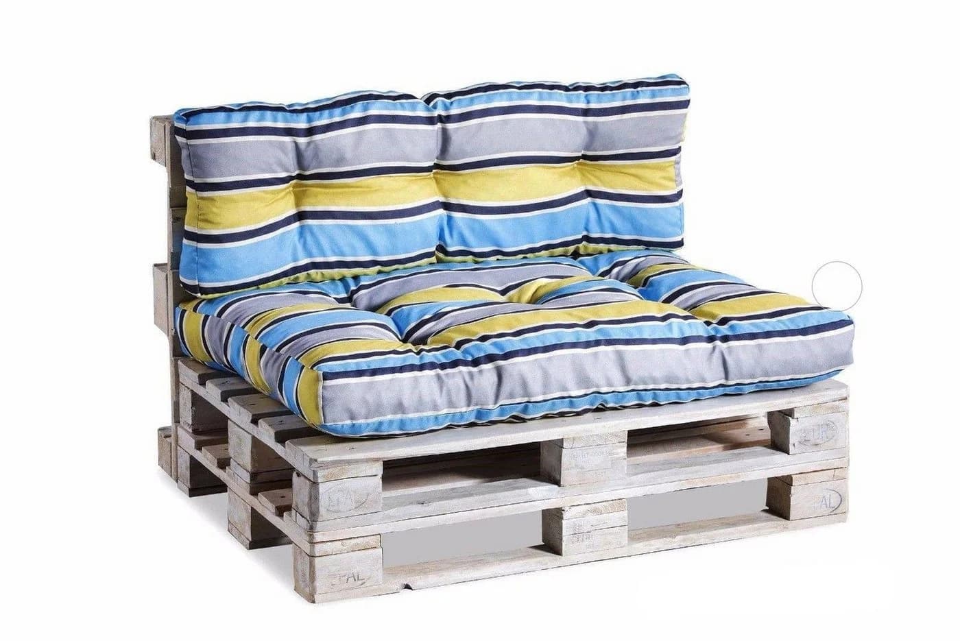 FAVRE Palettenkissen mit Rückenlehne Blau-Gelb Polyester