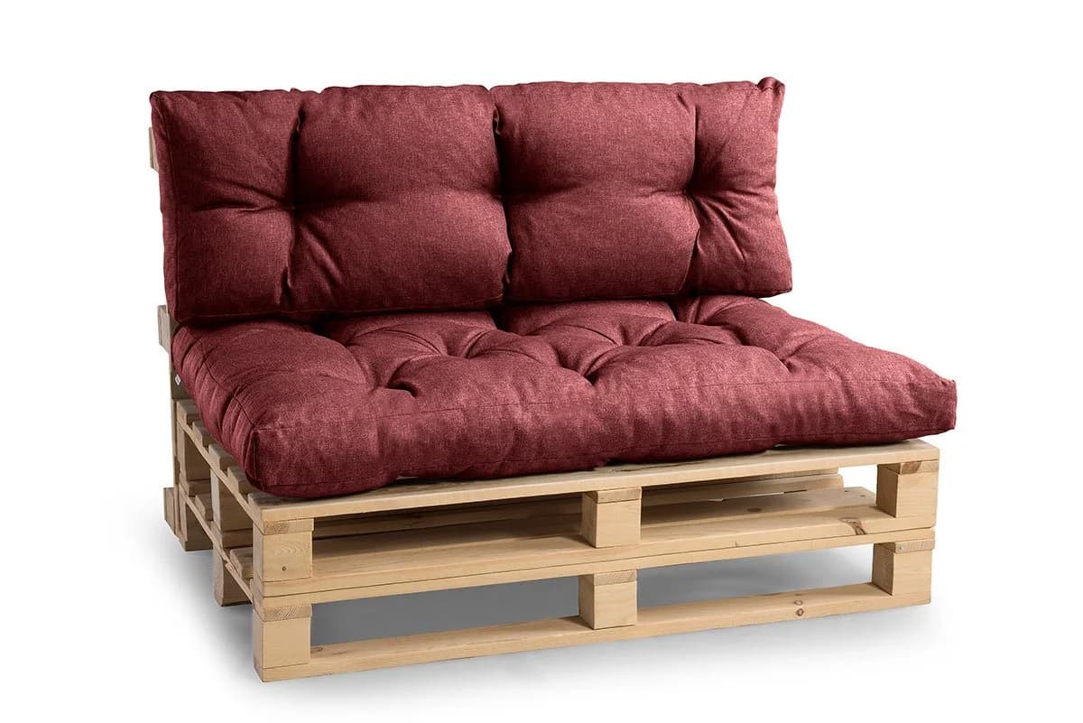 FAVRE Palettenkissen Set Bordeauxrot Sitzkissen + Rückenlehne - Bild 2