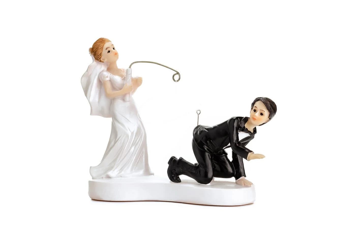 partydeco Tortenfigur Hochzeit Brautpaar mit Angel Weiß/Schwarz