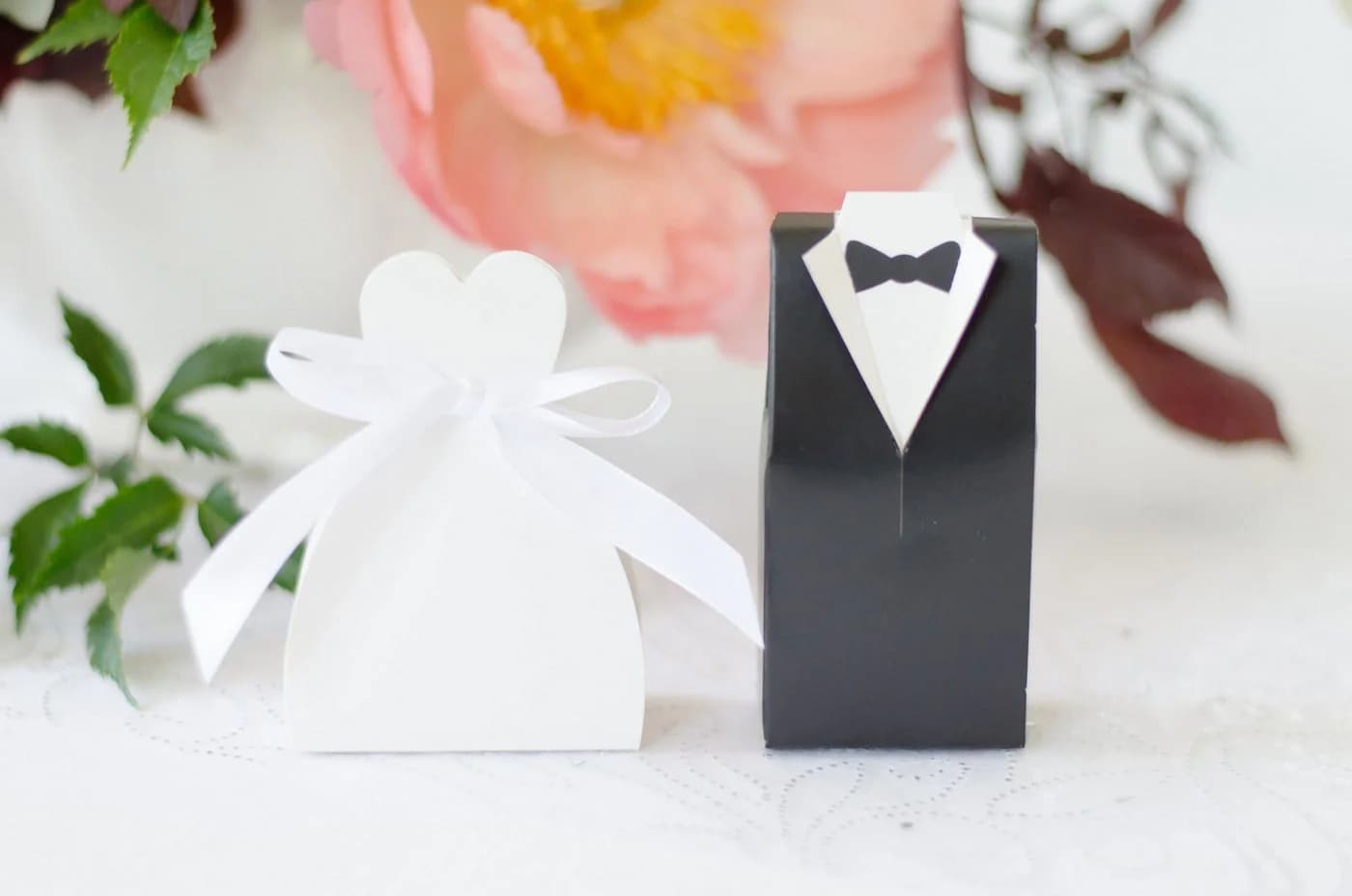 partydeco Geschenkbox Schwarz Weiß 10 Stk Hochzeitsgastgeschenk