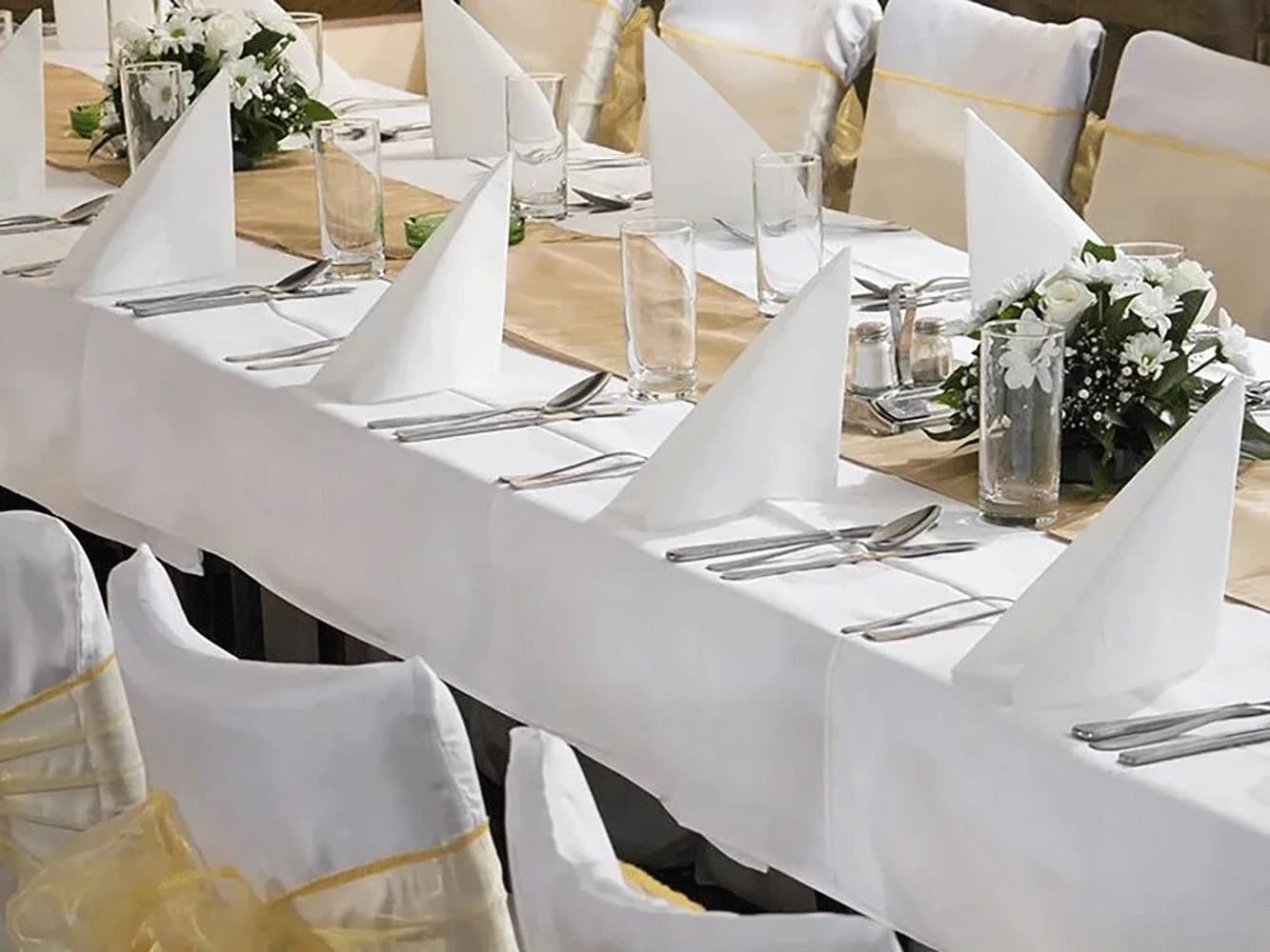 partydeco Tischläufer Weiß Matt Rechteckig Polyester