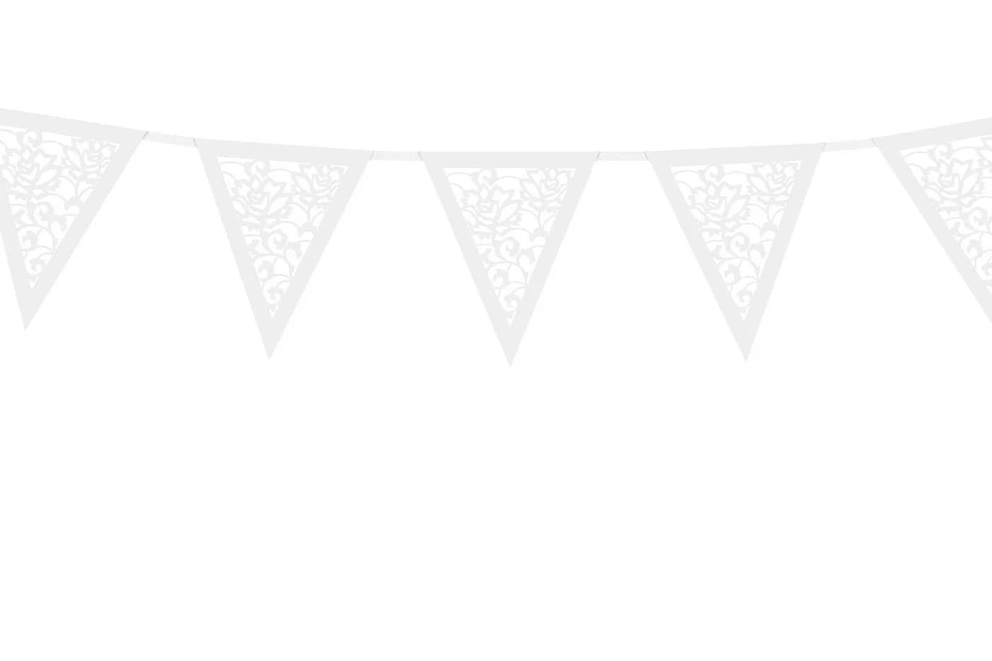 partydeco Papiergirlande Perlmutt Weiß Rosen-Ornament Wimpelkette - Bild 2