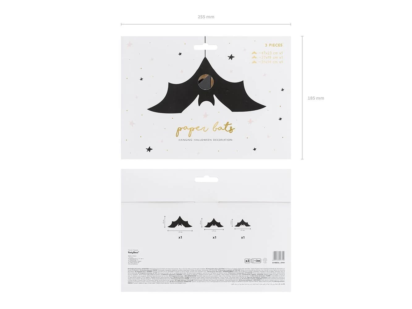 partydeco Fledermaus Hängedeko Schwarz 3er Set - Bild 3