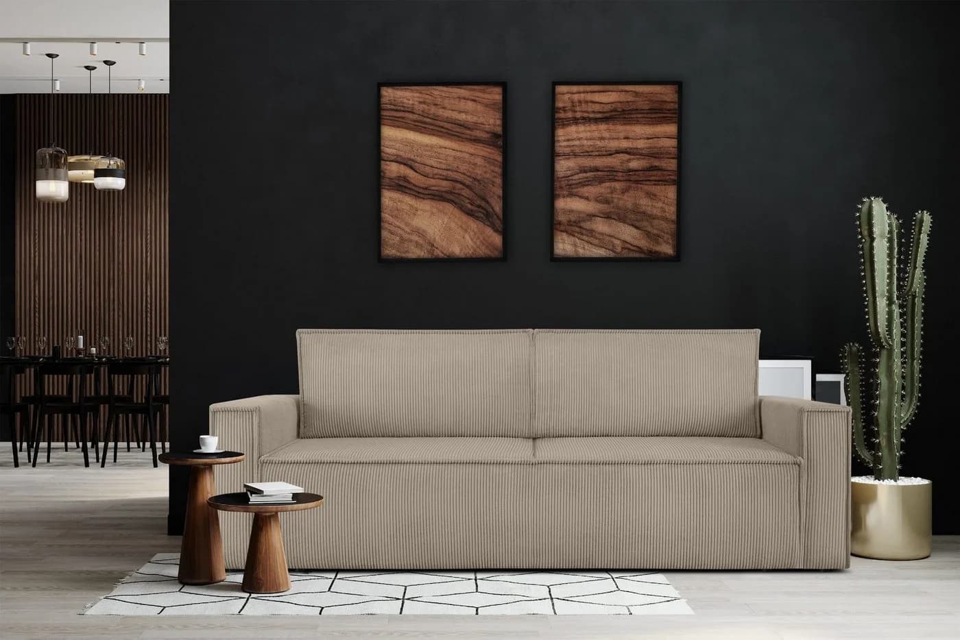 KONSIMO® 3-Sitzer NAPI Sofa mit Schlaffunktion & Bettkasten Beige