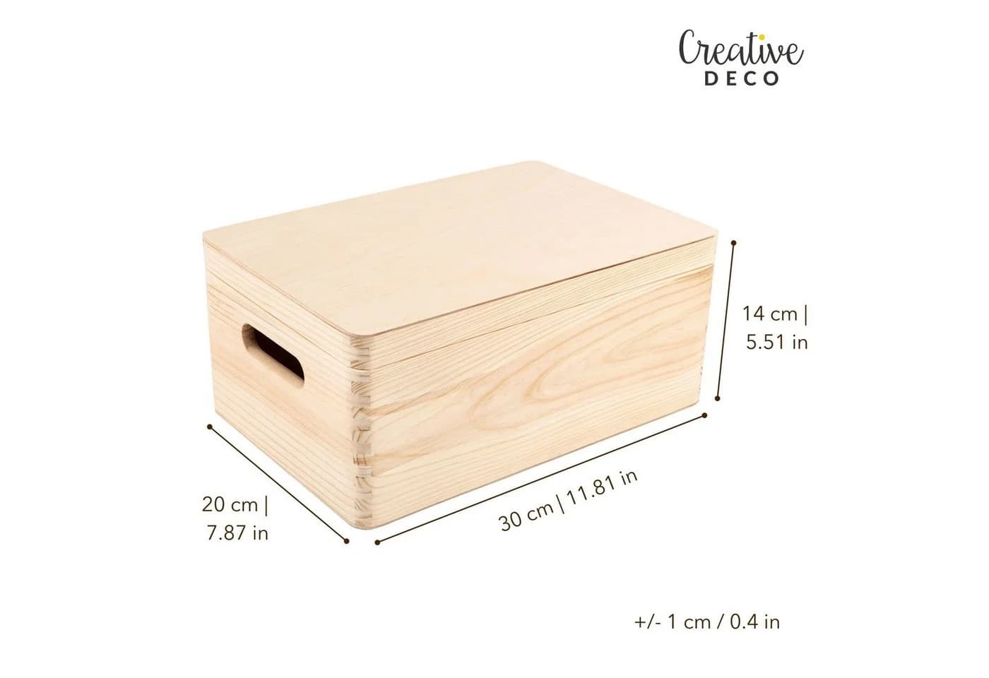 Creative Deco Holzkiste mit Deckel Beige 30x20x14 cm - Bild 3