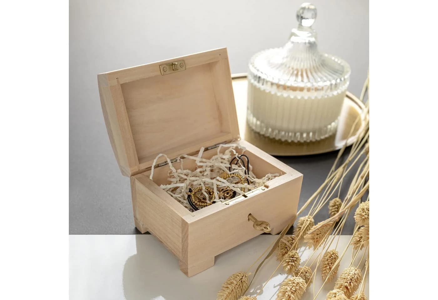 Creative Deco Holzkiste Schatztruhe mit Schloss und Deckel - Bild 3